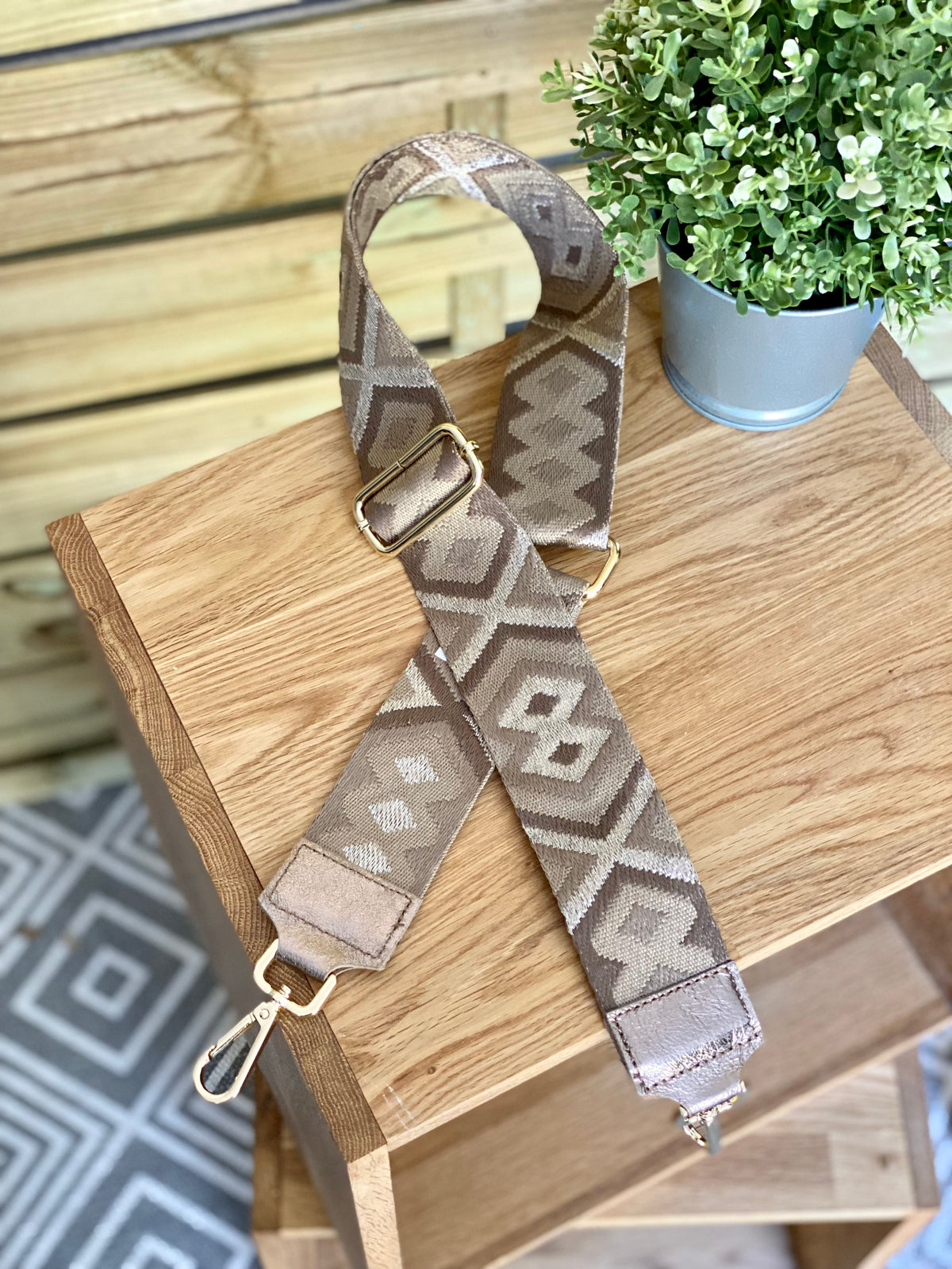 Sangle / Bandoulière en cuir irisé pour sacs / bananes - RACHEL (Losanges horizontaux)