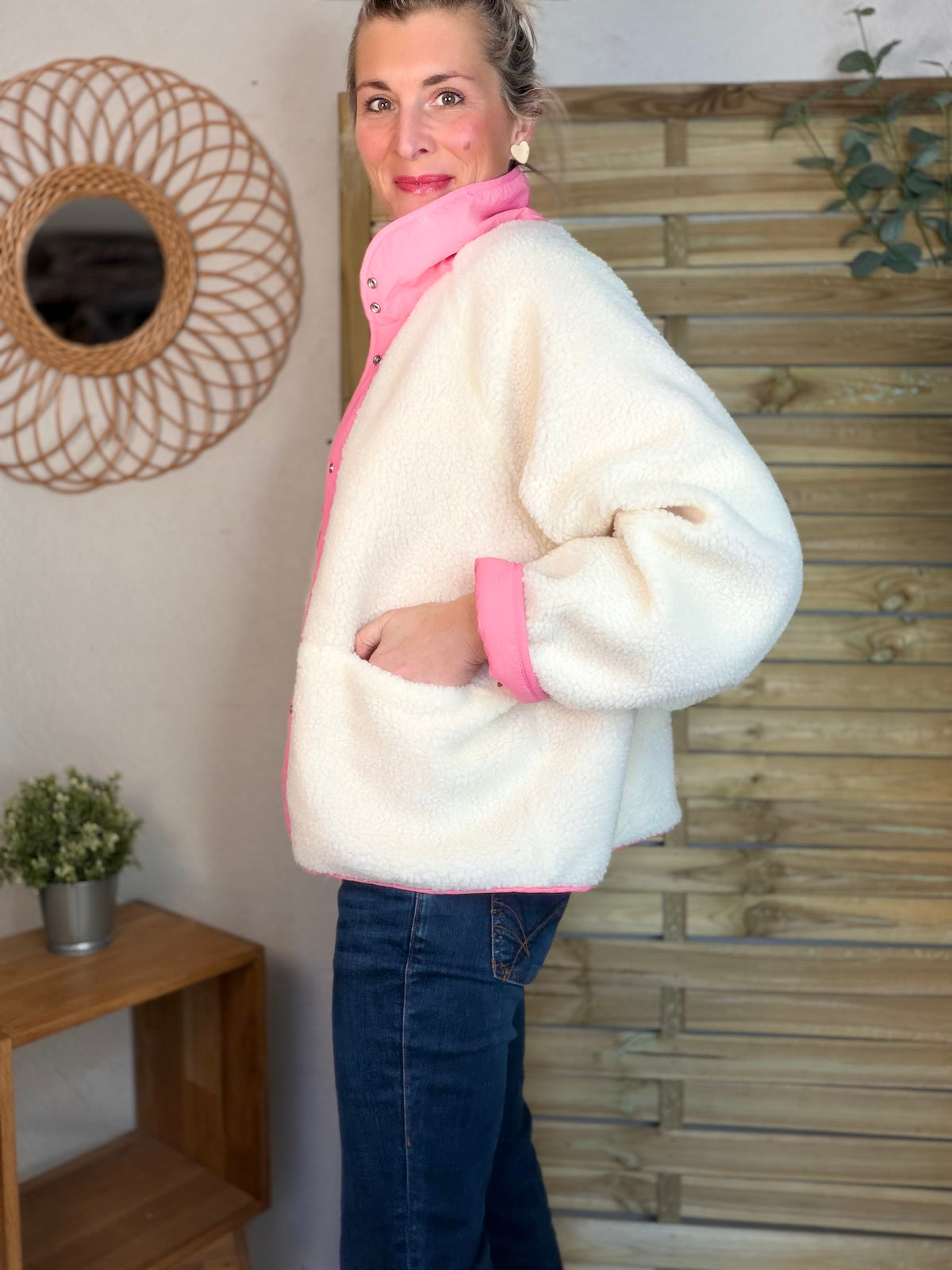 Veste matelassée réversible Sherpa AMÉLIE Rose - FIN DE SÉRIE