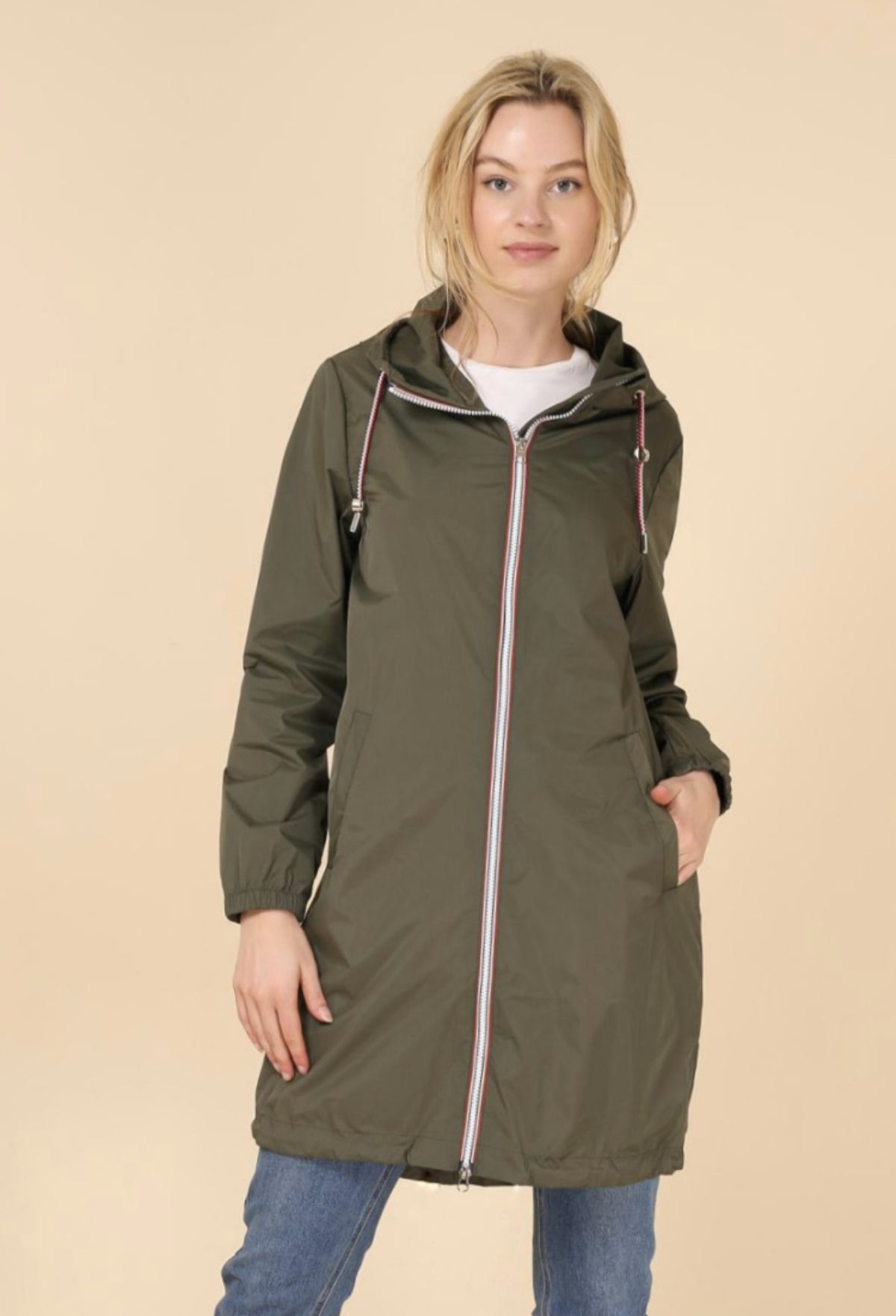 Imperméable mi-saison doublé SOLINE LONG - Kaki - LAURA JO - FIN DE SÉRIE
