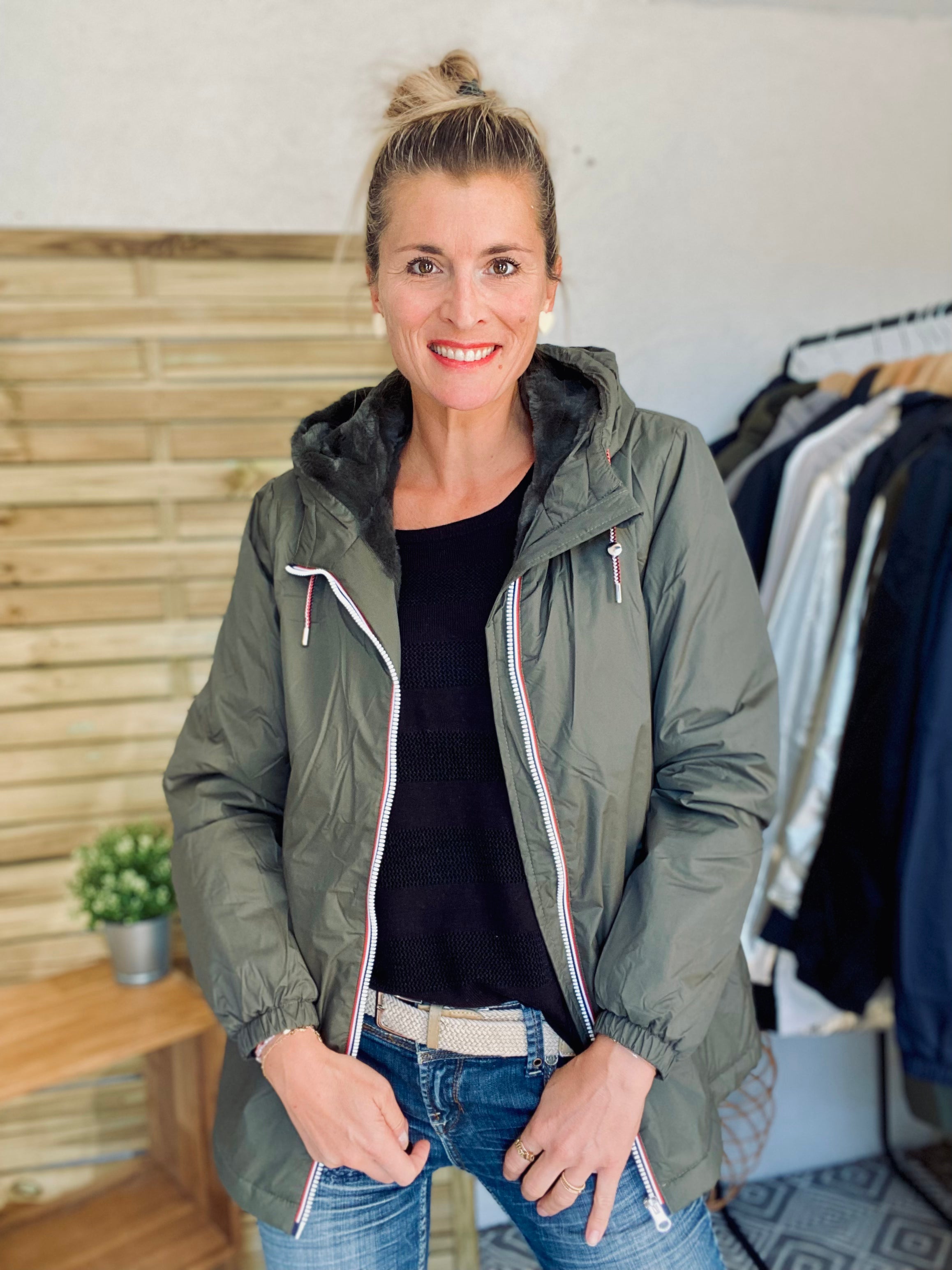 LAURA JO - Parka Imperméable THELMA MI-LONG fourré - Kaki