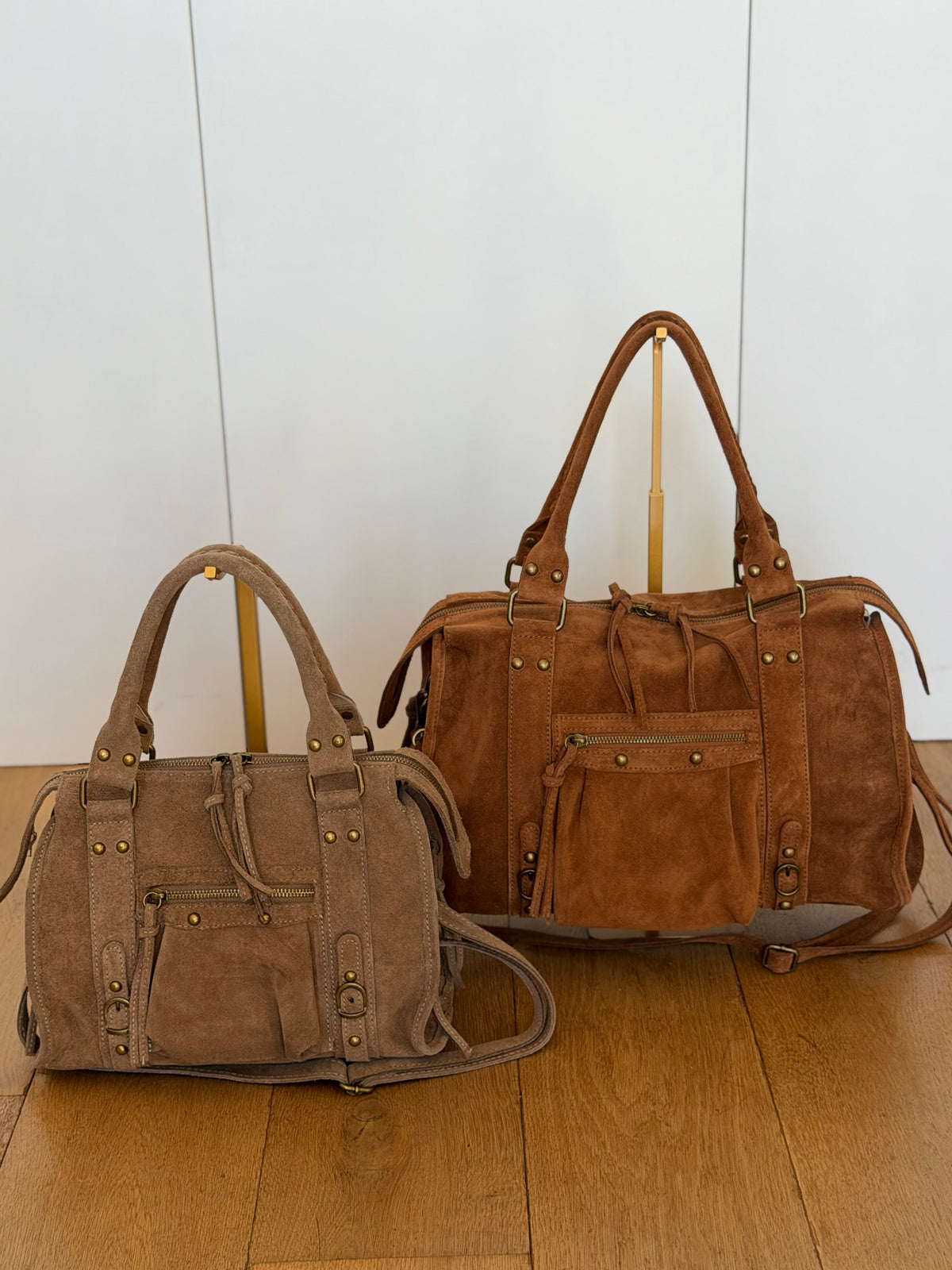 Sac à main en cuir daim • HUNTER Petit format - Taupe