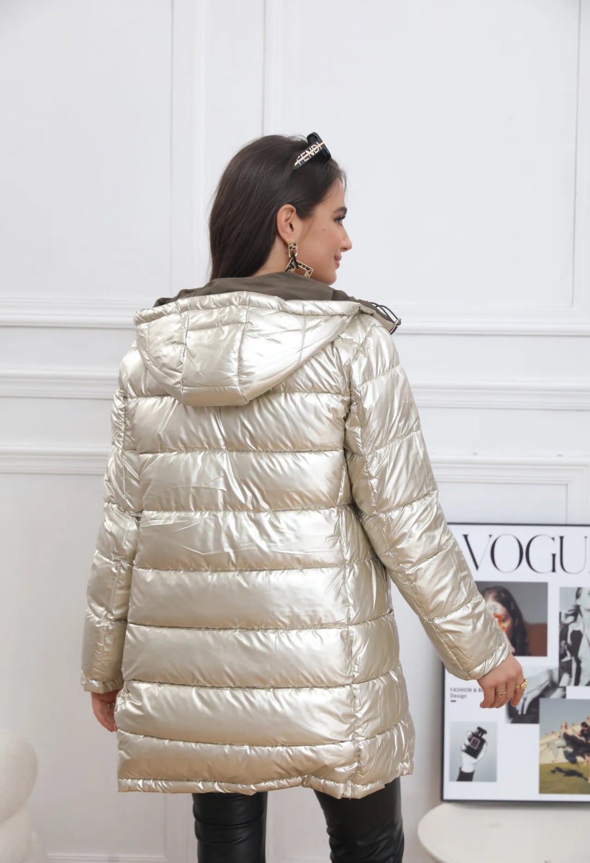 Doudoune imperméable réversible ANGÈLE LONG - Kaki - MELYA MELODY