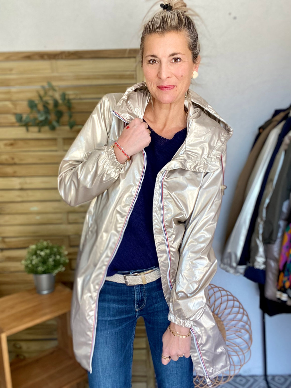 Imperméable mi-saison doublé SOLINE LONG - Doré - LAURA JO - FIN DE SÉRIE