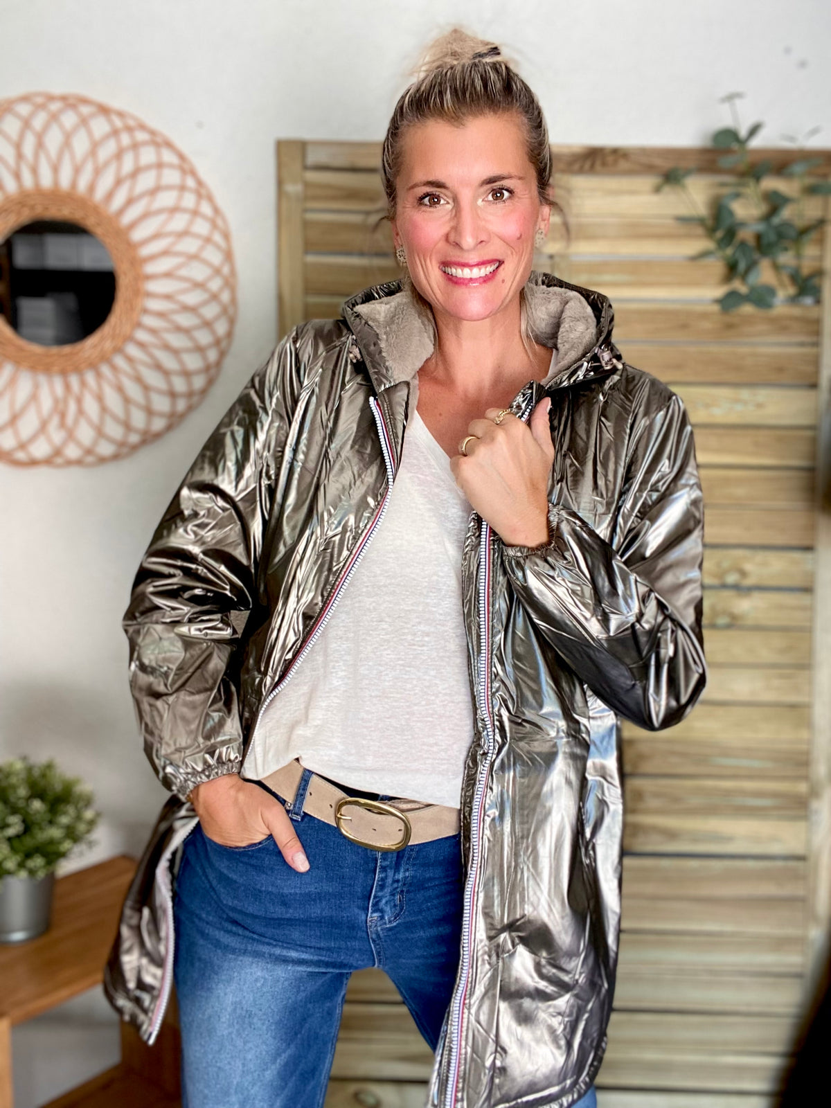 LAURA JO - Parka Imperméable LOUISE LONG fourré - Bronze