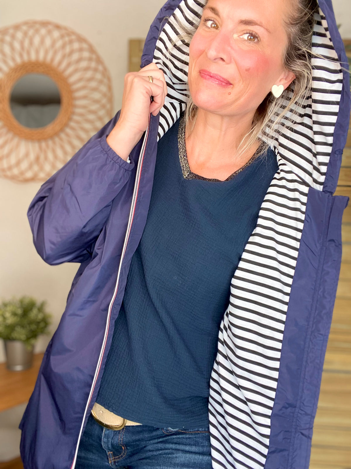 Imperméable doublé unisexe CÉLESTE - LE PETIT BRETON - Bleu Marine (taille petit) - FIN DE SÉRIE