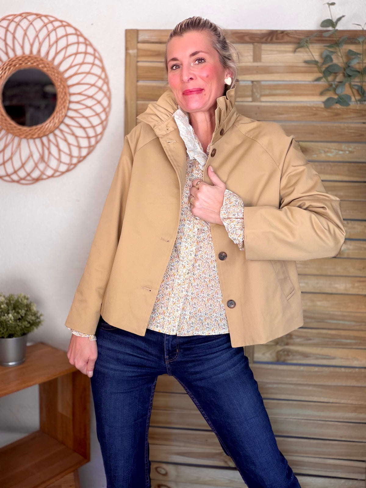 Chemise imprimée Liberty col volanté HÉLOÏSE - Jaune - FIN DE SÉRIE
