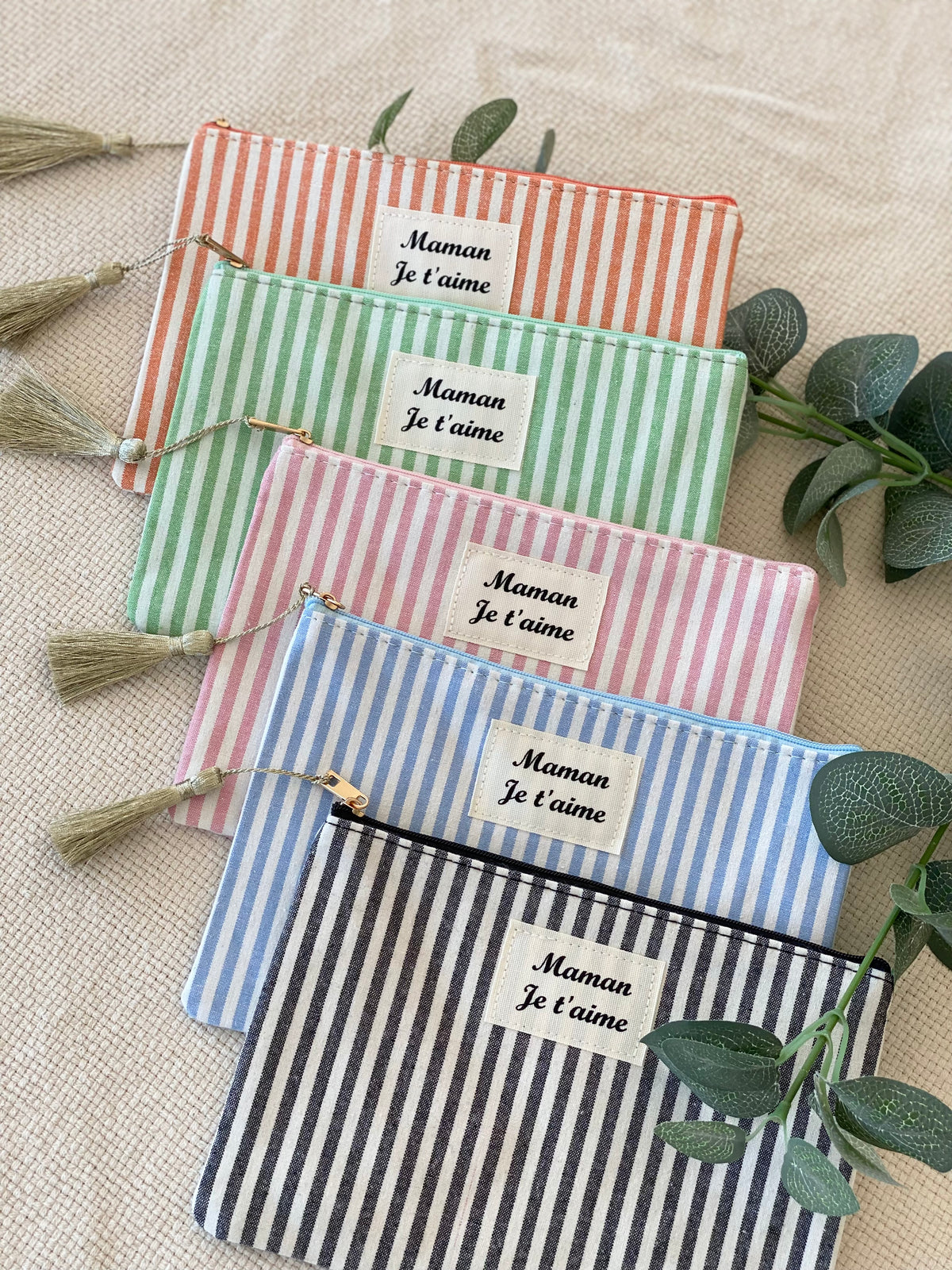 Pochette XL rayée «Maman je t’aime» - SARAH