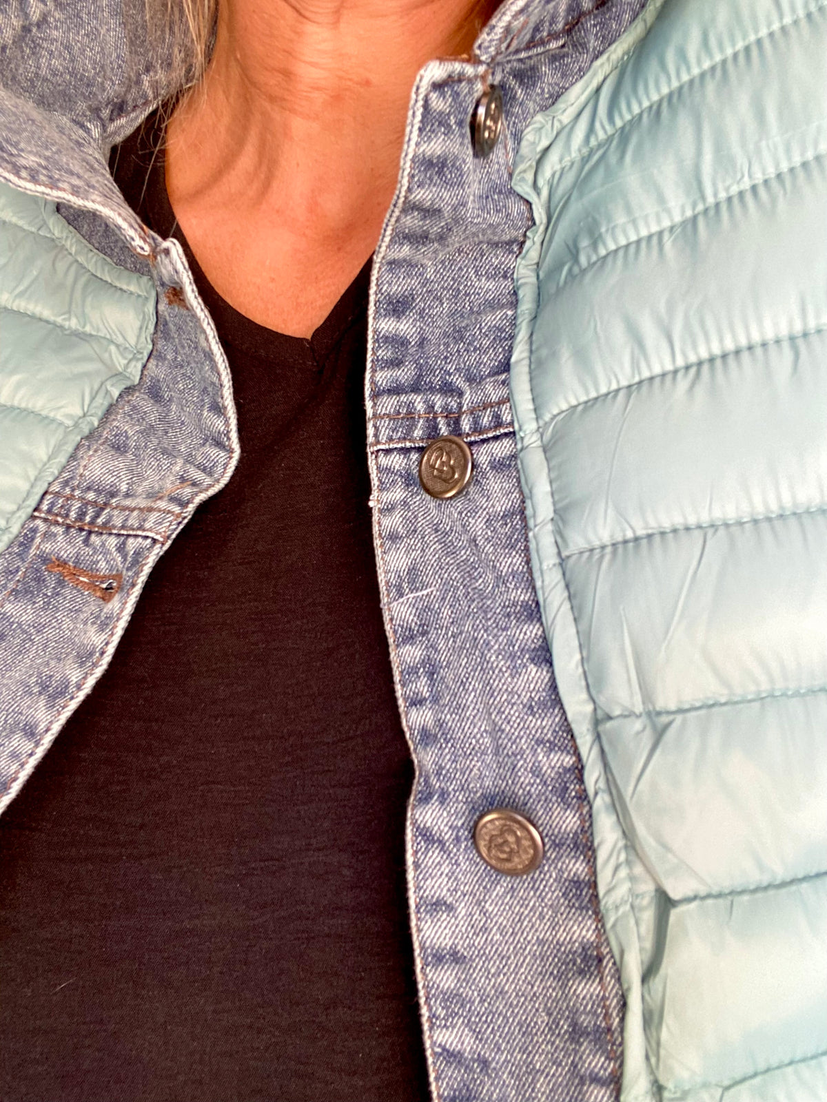 Veste Jean / Doudoune légère JACKIE - Vert sauge - FIN DE SÉRIE