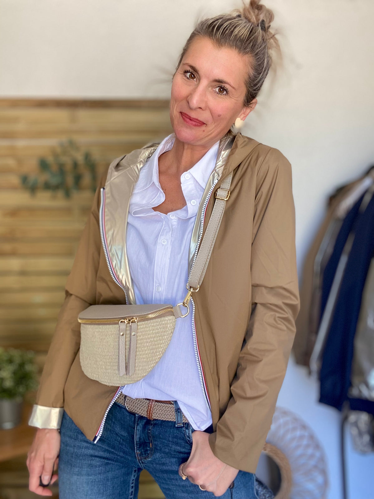 LAURA JO - Imperméable réversible GARANCE COURT léger - Camel/Doré