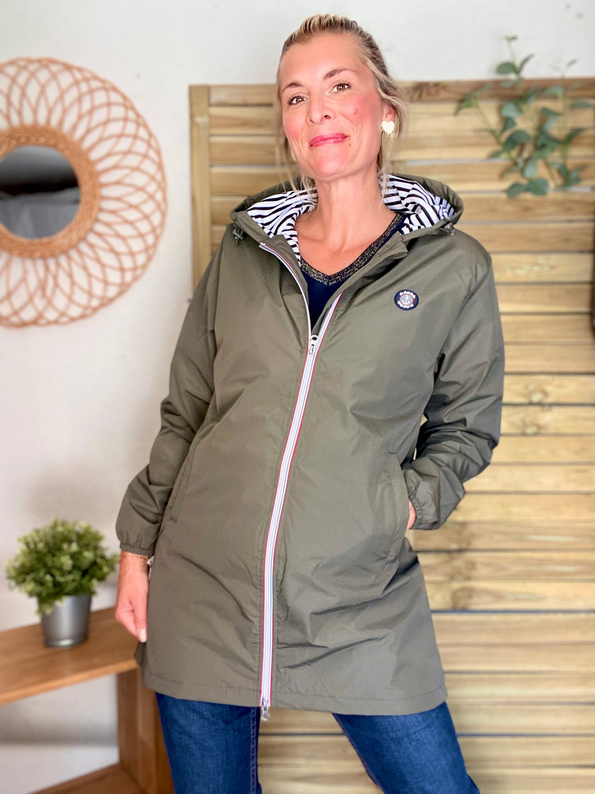 Imperméable doublé unisexe CÉLESTE - LE PETIT BRETON - Kaki (Taille petit) - FIN DE SÉRIE