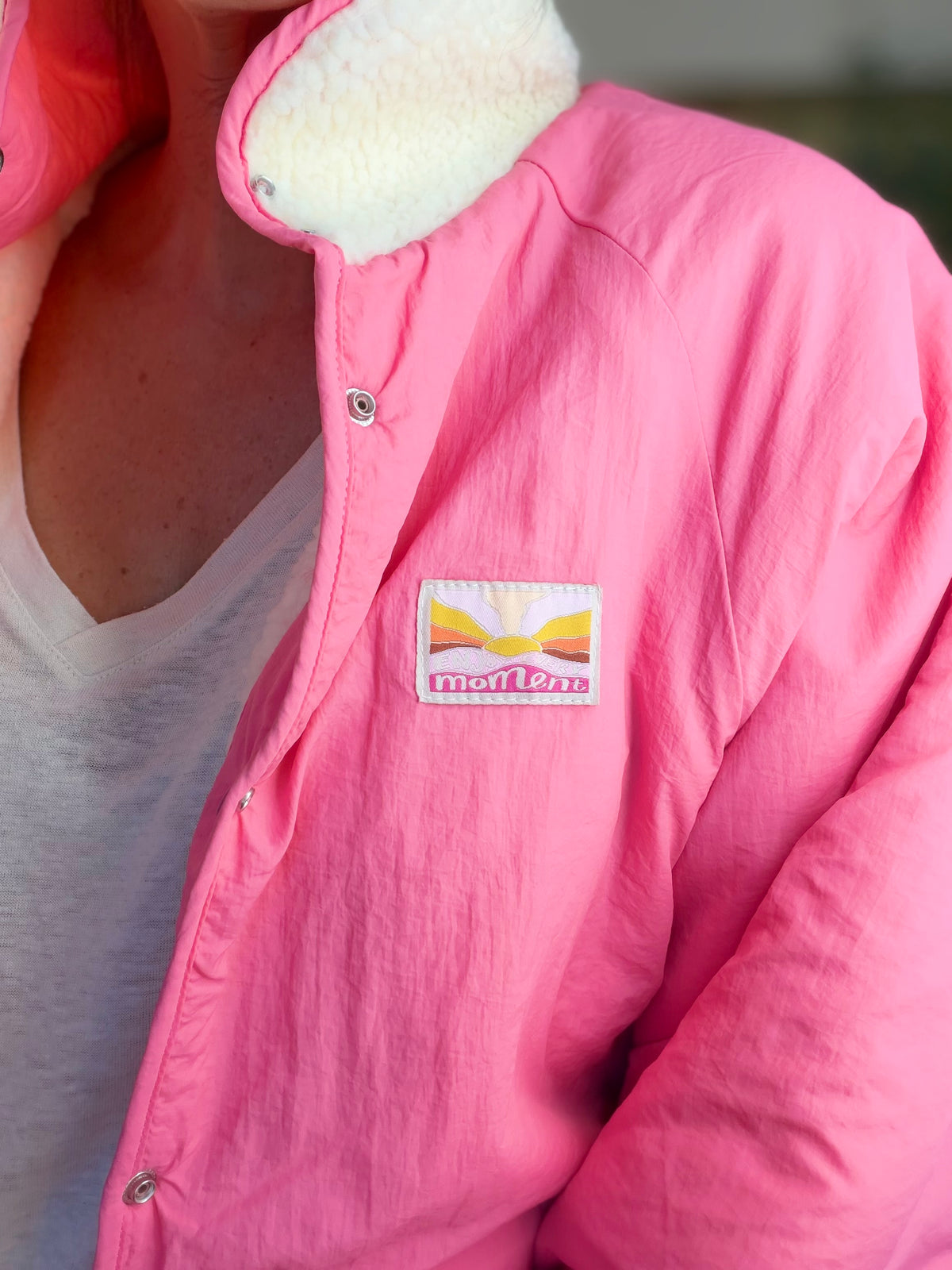 Veste matelassée réversible Sherpa AMÉLIE Rose - FIN DE SÉRIE