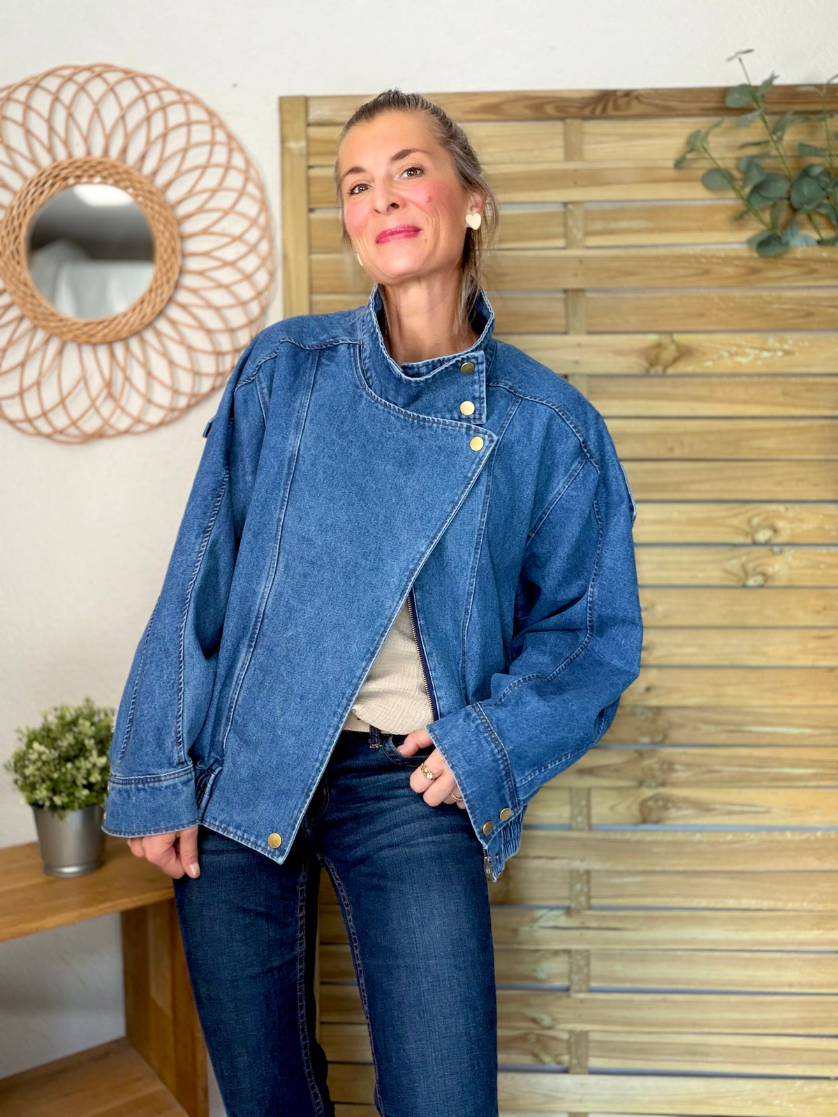 ⚡️ ARRIVAGE • Veste en jean oversized col montant ARIANE