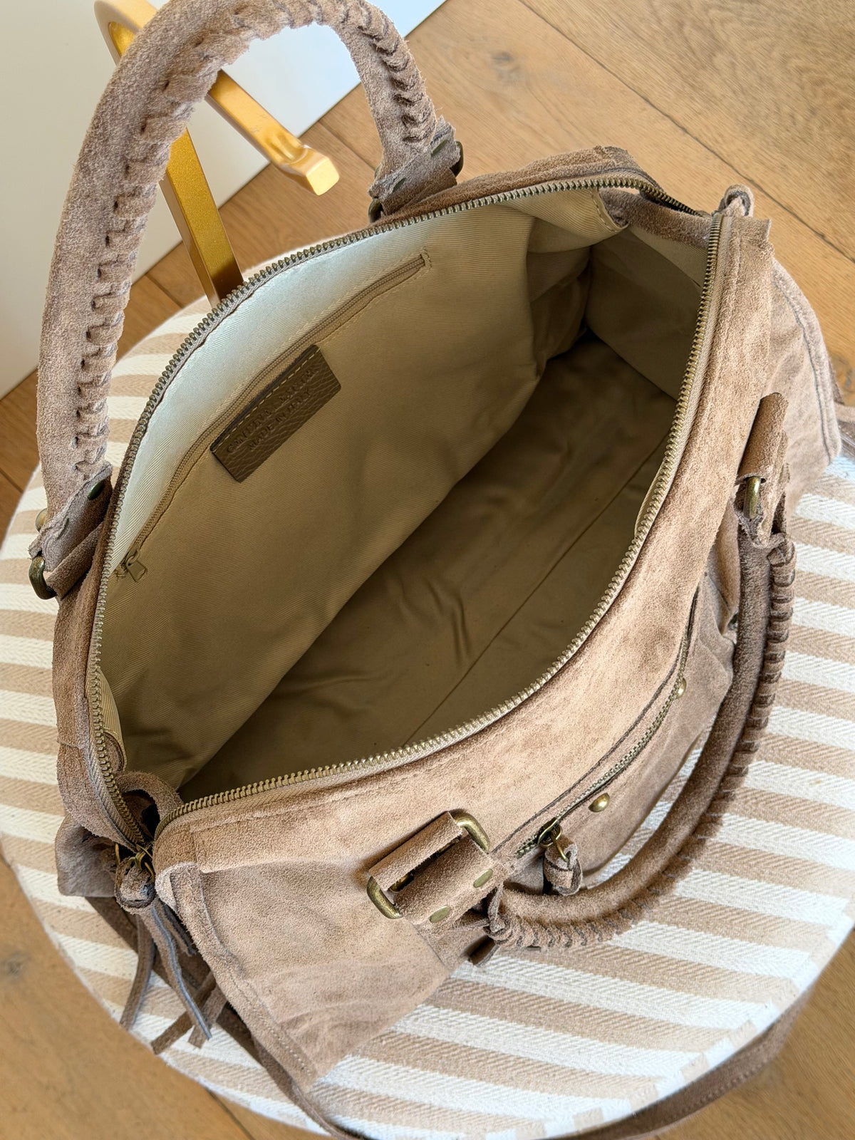 Sac cabas XL en cuir daim • HUNTER Taupe