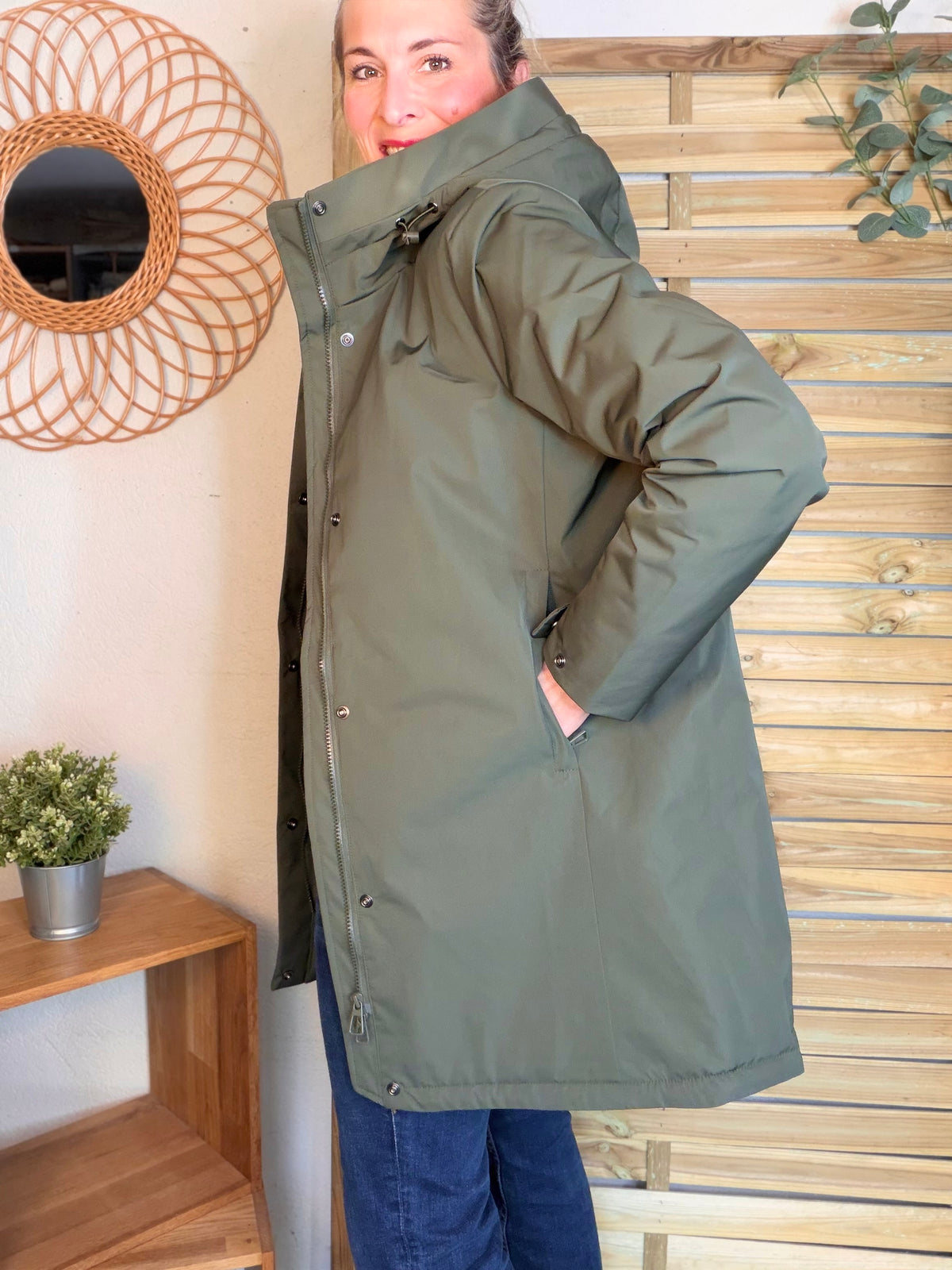 LAURA JO - Parka fourrée imperméable AMBRE LONG - Kaki / Beige