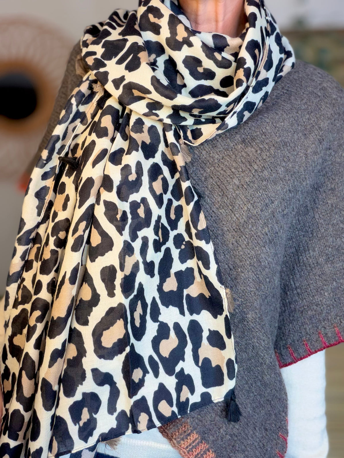 Foulards Léo CLEM - Beige / noir 🐆