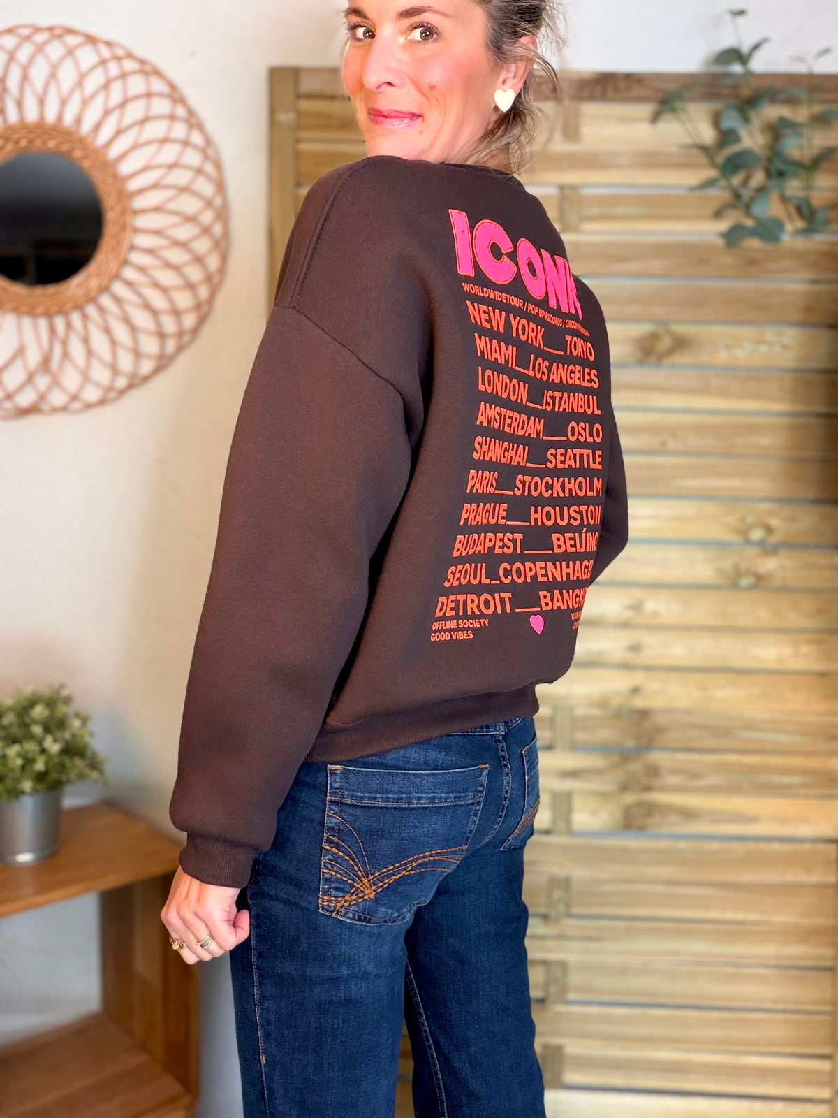 Sweat ICONIC molleton CAPUCINE - Chocolat