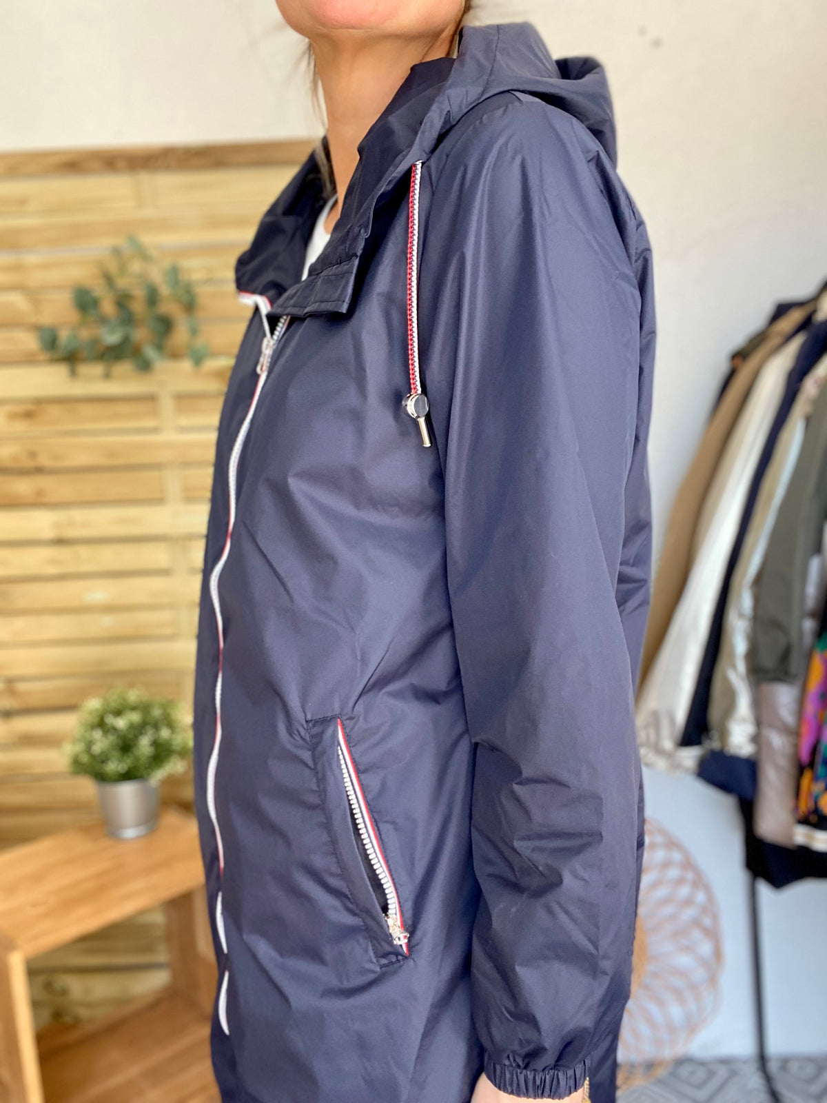 Imperméable mi-saison doublé SOLINE LONG - Bleu marine - LAURA JO - FIN DE SÉRIE