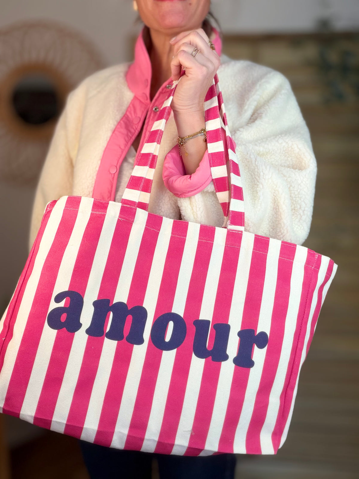 Grand cabas Tote bag rayé amour BELLY