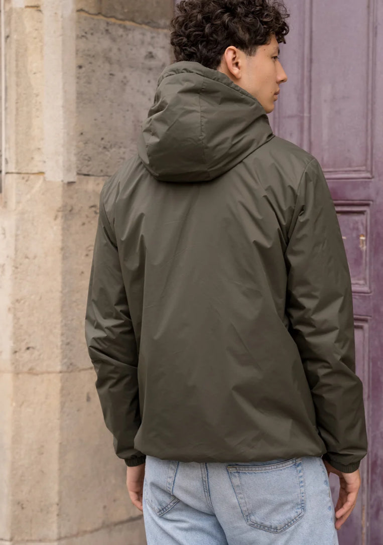 LAURA JO - Parka Imperméable Homme LOUIS* COURT Kaki / sherpa écru • DÉSTOCKAGE Taille XL