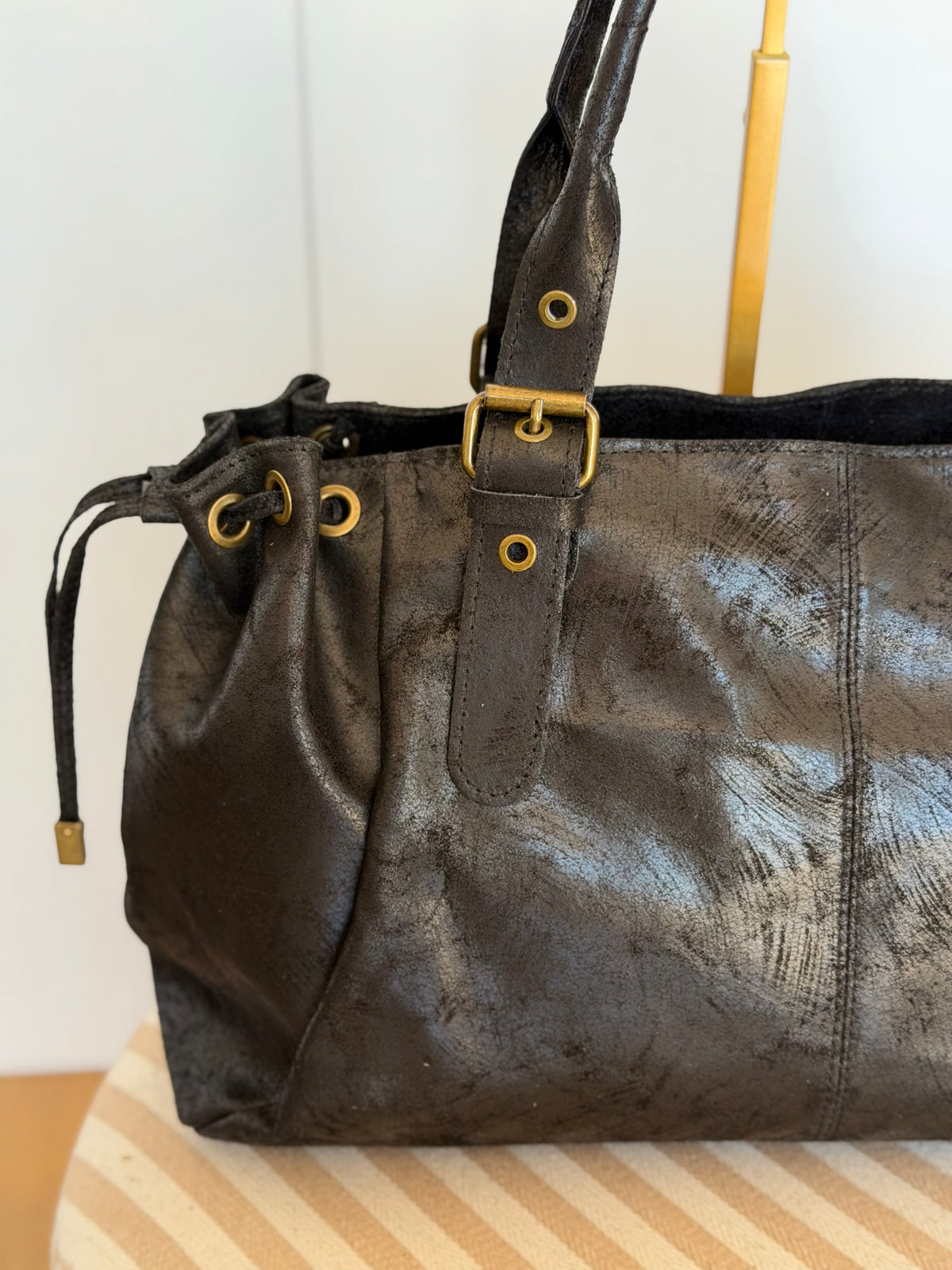 Sac cabas XL en cuir vieilli • COOPER Noir