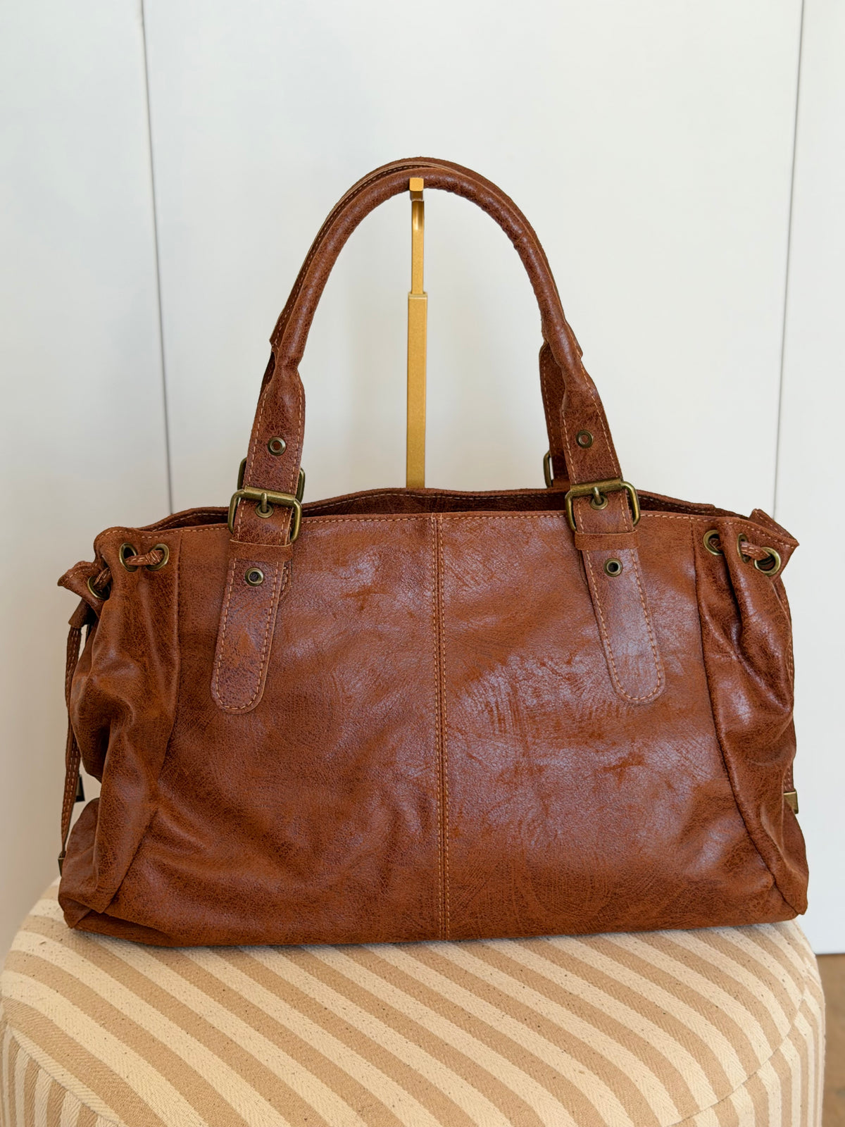 Sac cabas XL en cuir vieilli • COOPER Camel