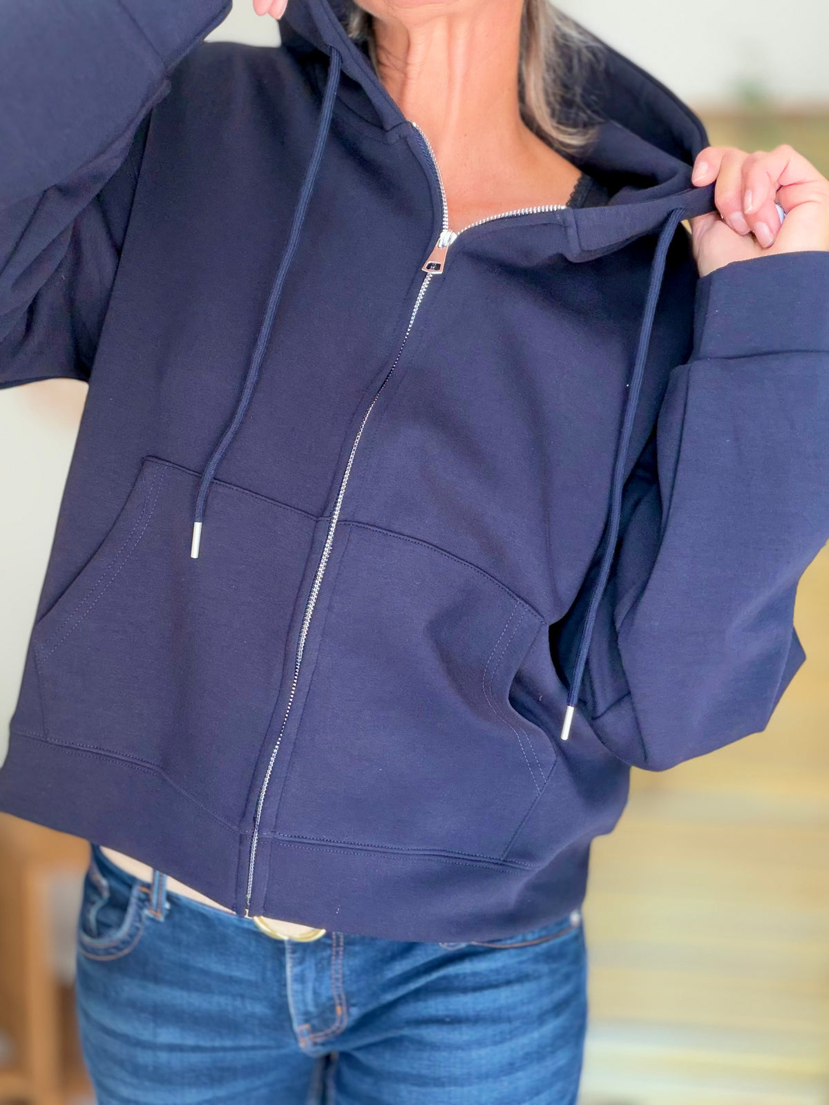 Hoodie sweat gilet strass (ailes)  CLOTHILDE - Bleu marine