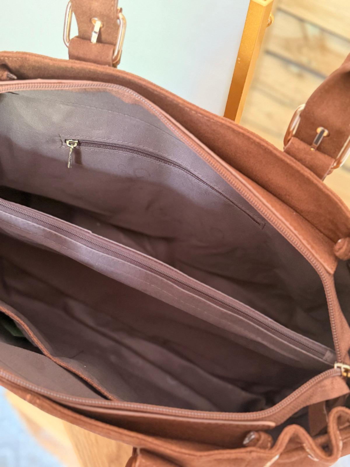 Sac cabas XL simili daim CLÉO Camel