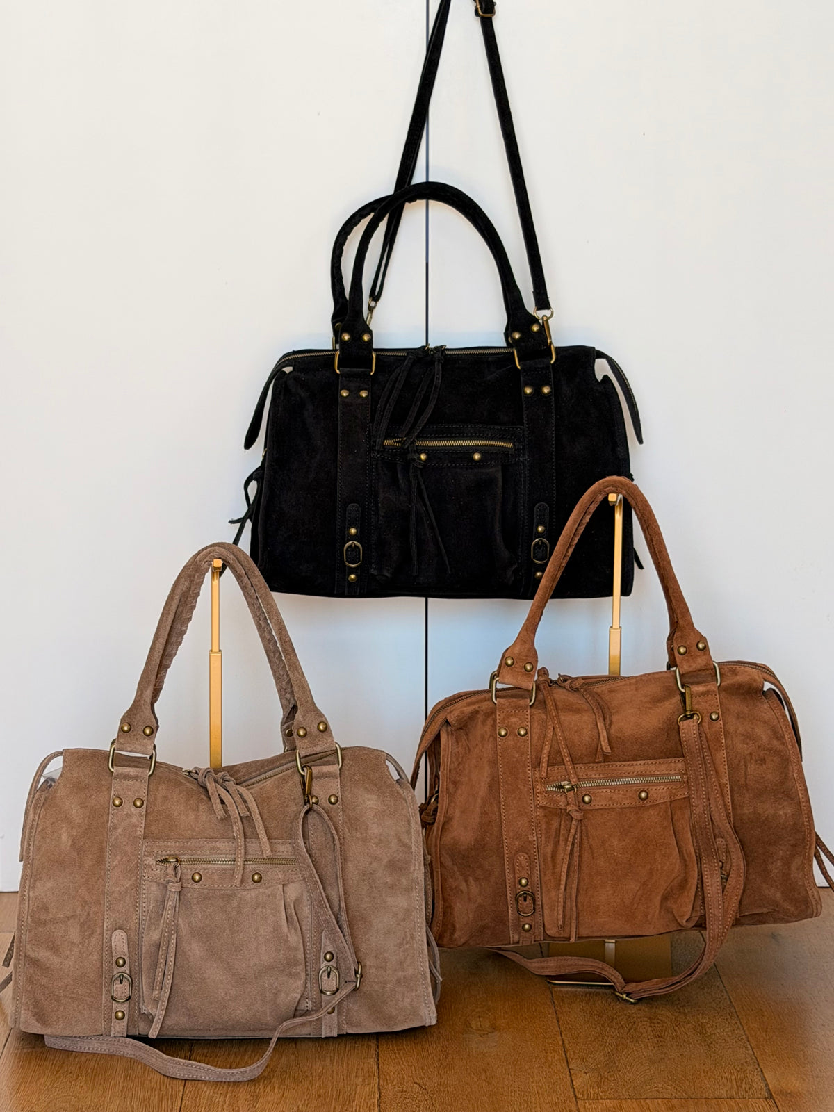 Sac cabas XL en cuir daim • HUNTER Noir