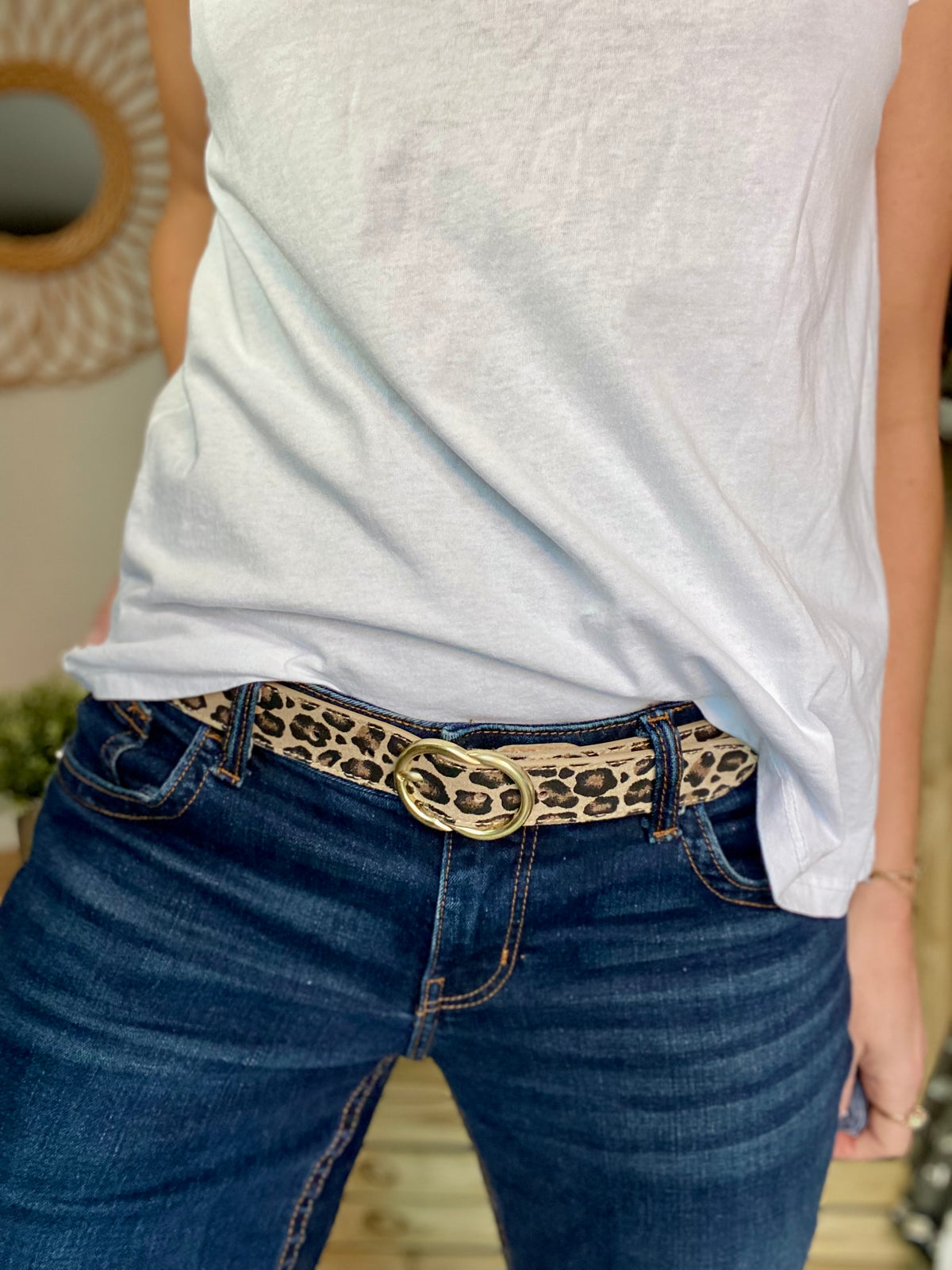 Ceinture boucle laiton - ANGIE - Léo beige