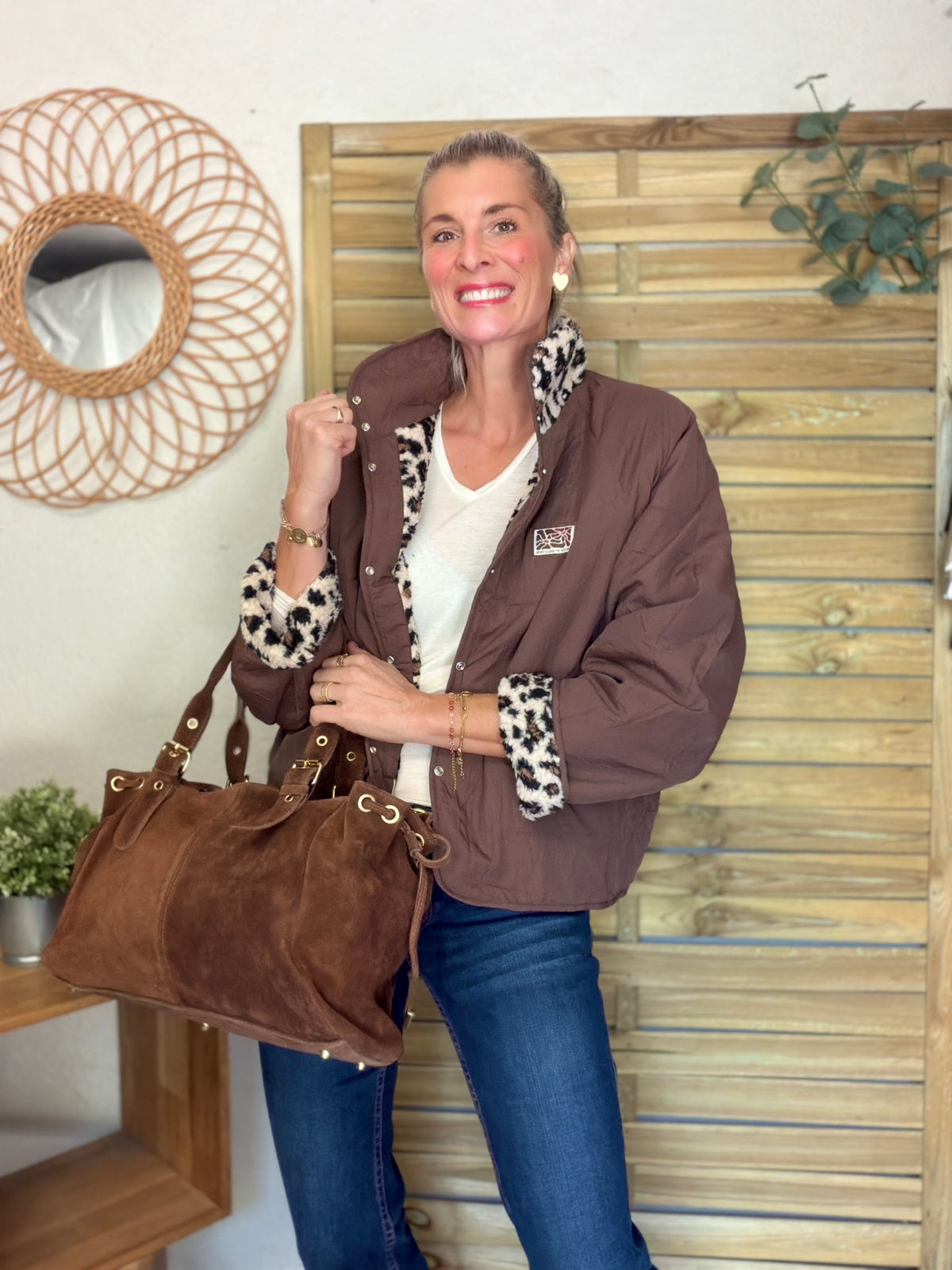 Veste matelassée réversible Sherpa AMÉLIE Choco / Léo