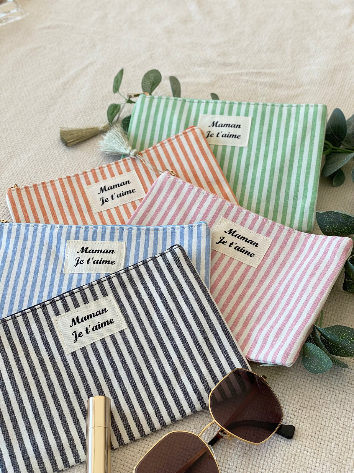 Pochette XL rayée «Maman je t’aime» - SARAH