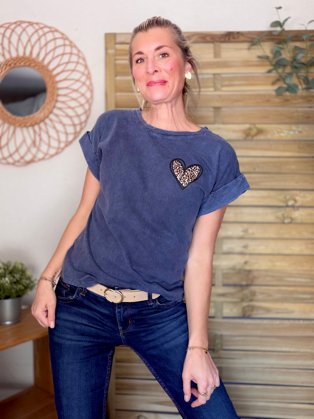 Tee shirt Cœur Léo PALOMA Gris délavé - FIN DE SÉRIE