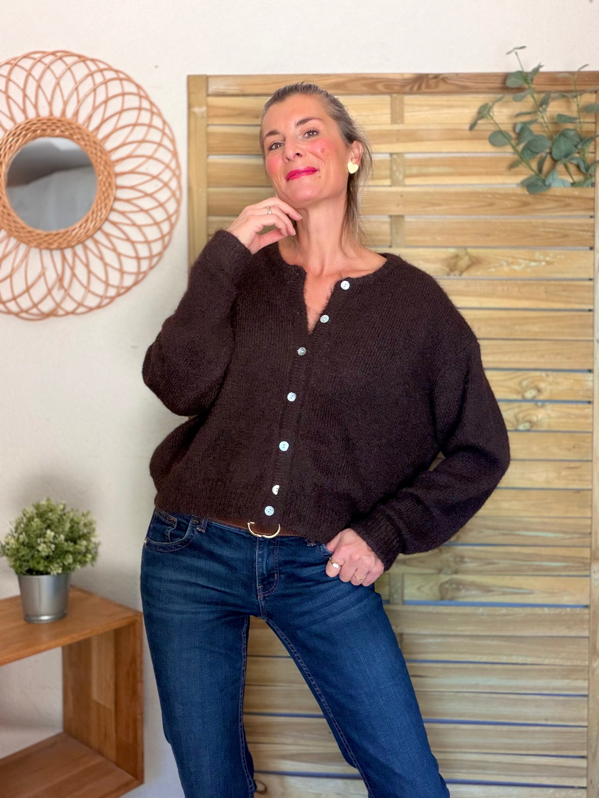 Gilet en maille MERYL - Chocolat brut