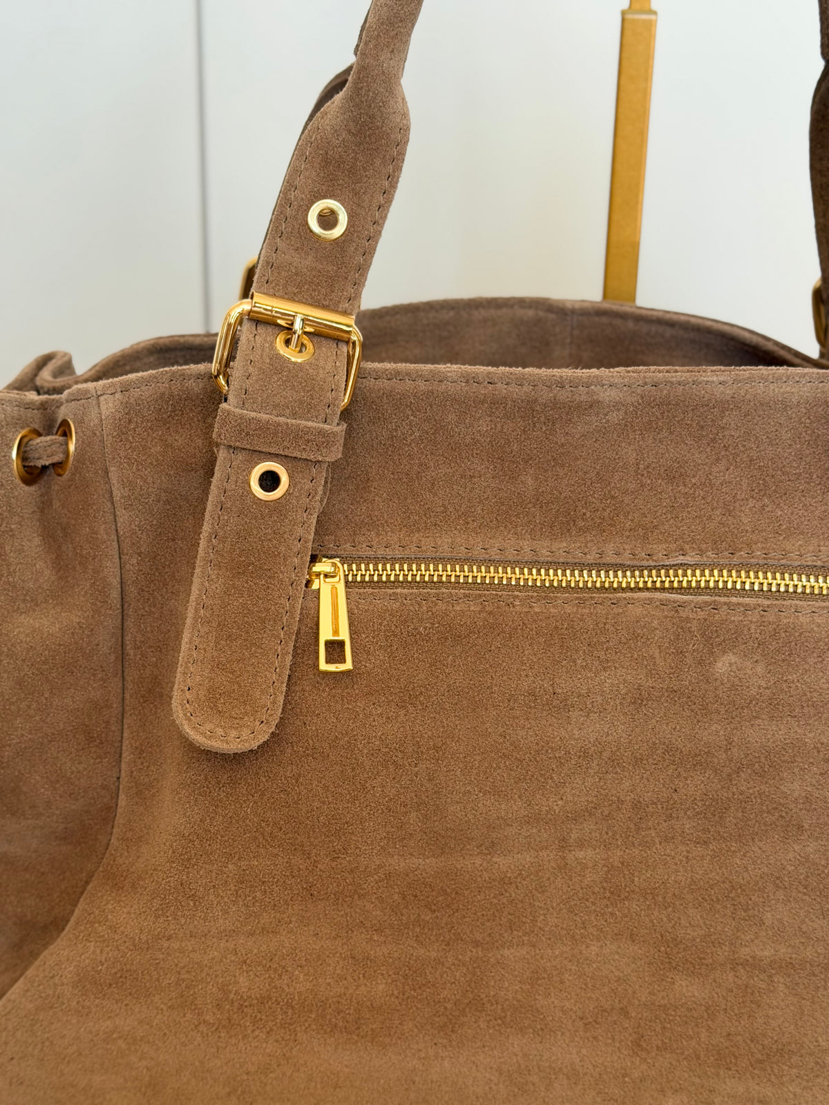 Sac cabas XL en cuir daim • JASPER Taupe