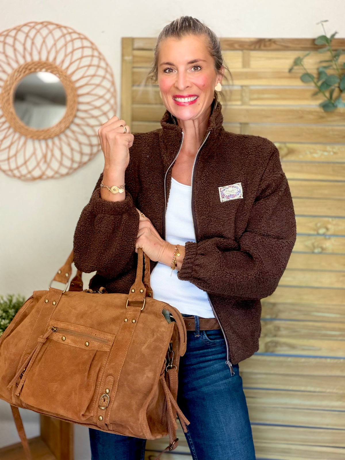 ⚡️ ARRIVAGE • Veste teddy Sherpa zippée LÉONIE Chocolat
