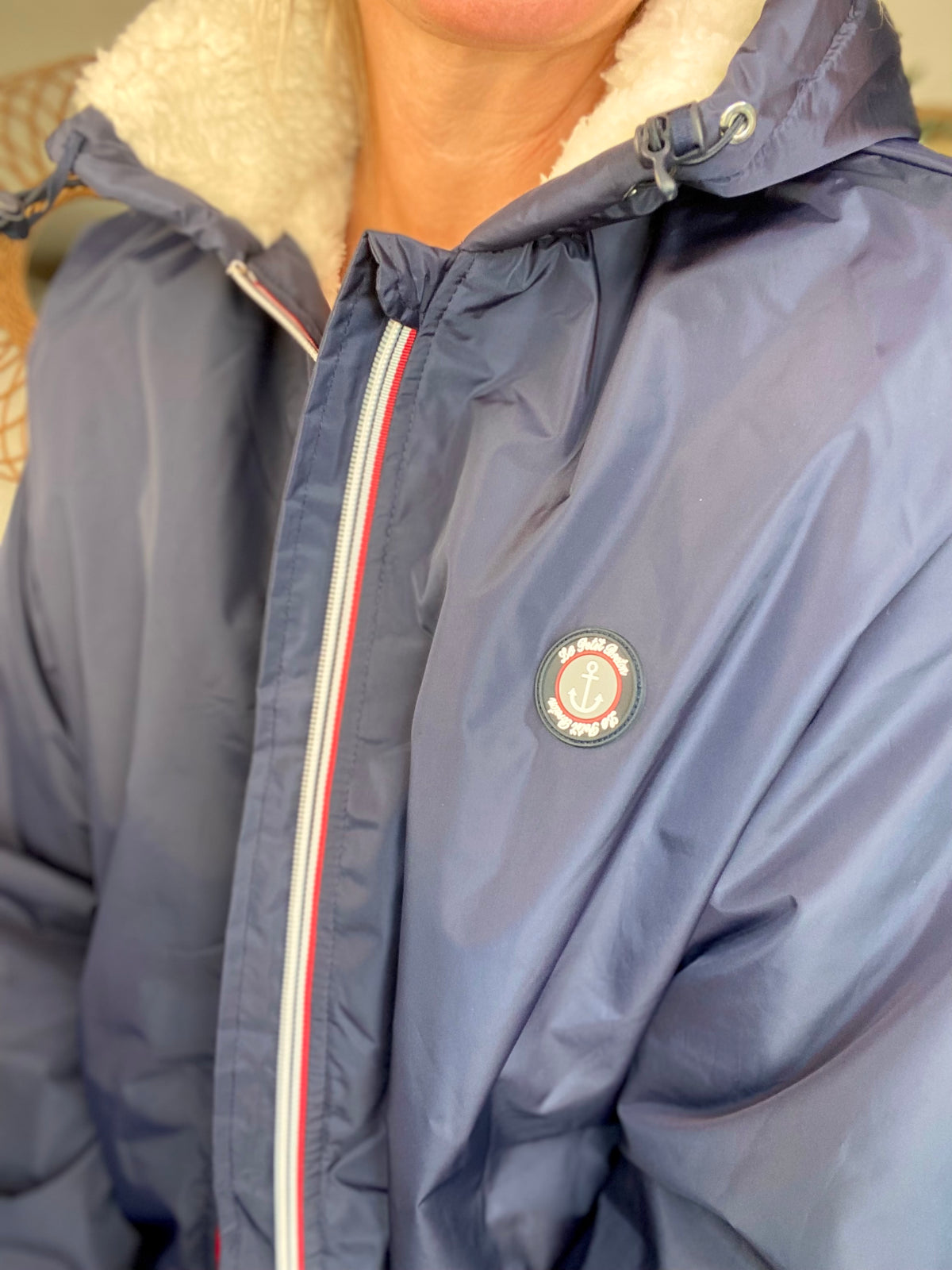 Parka Imperméable moumoute sherpa unisexe JEAN.NE - LE PETIT BRETON - Bleu Marine (Taille très grand) - FIN DE SÉRIE