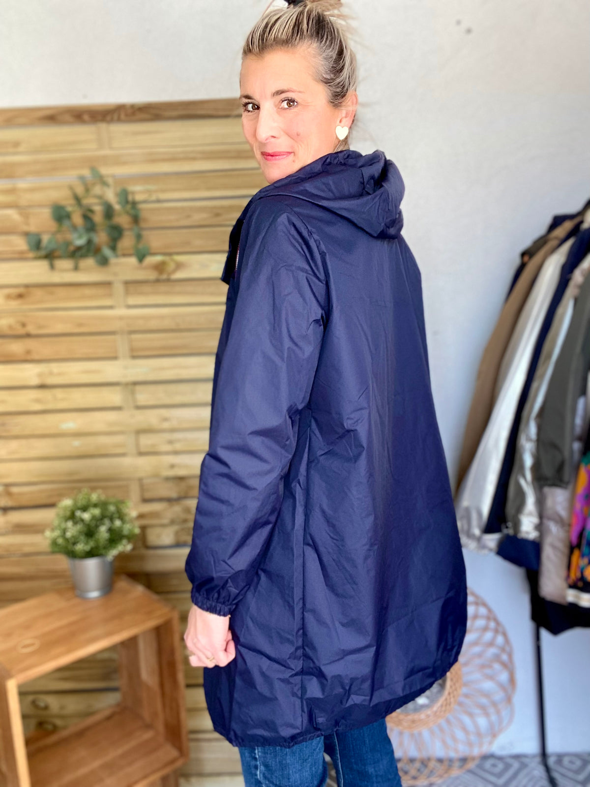 Imperméable mi-saison doublé SOLINE LONG - Bleu marine - LAURA JO - FIN DE SÉRIE