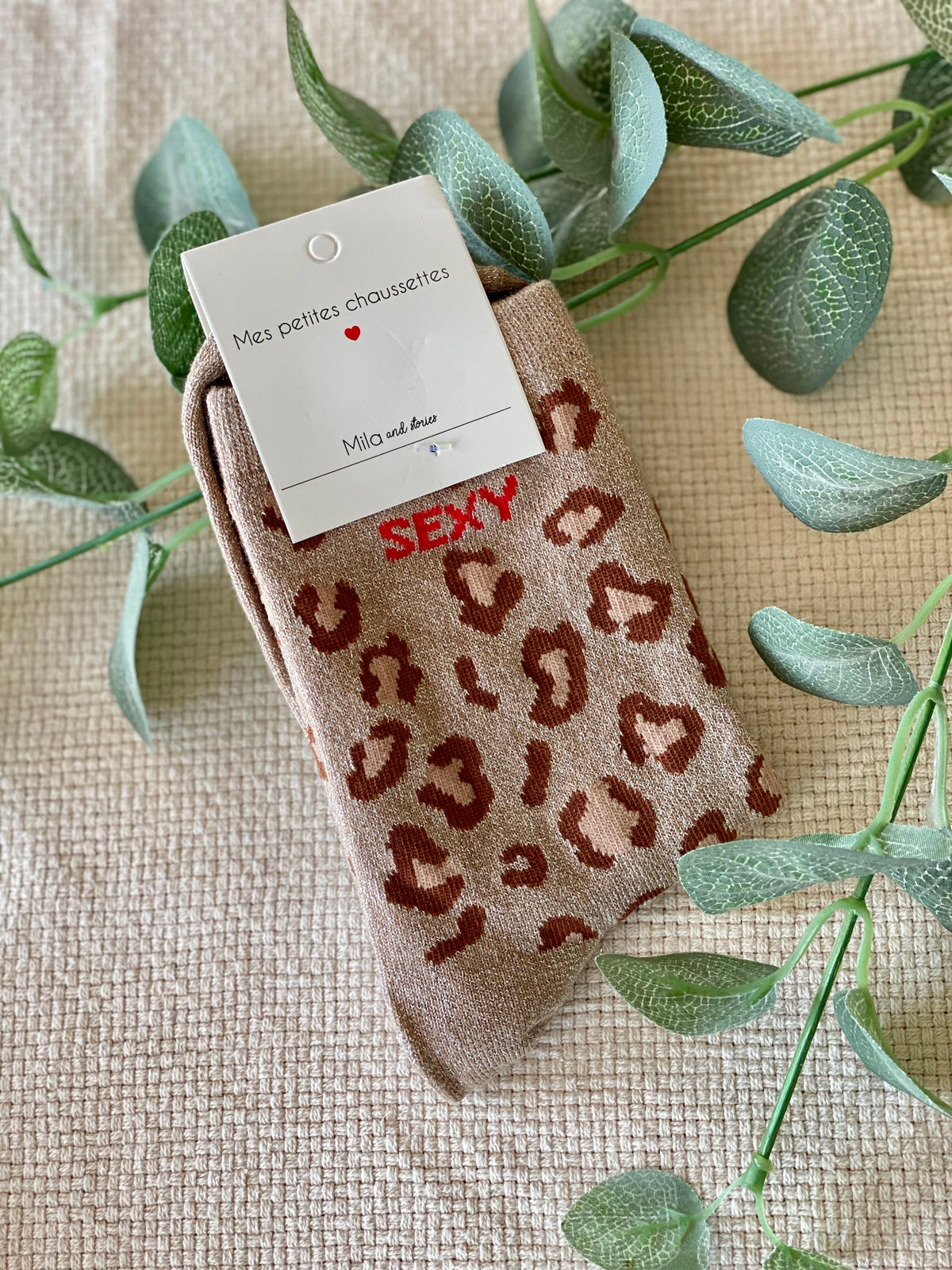 Chaussettes ZORA - Léo taupe 🐆 FIN DE SÉRIE