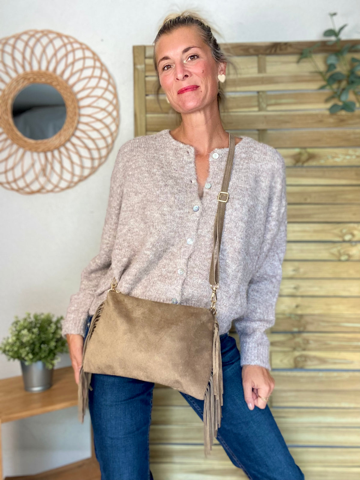 Gilet en maille SYDNEY - Taupe chiné