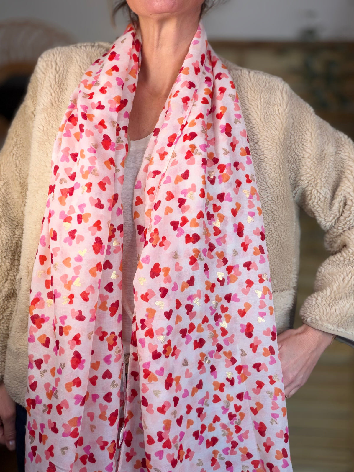 Foulard Cœurs SIGRID - Rouge Rose ❤️💛🩷