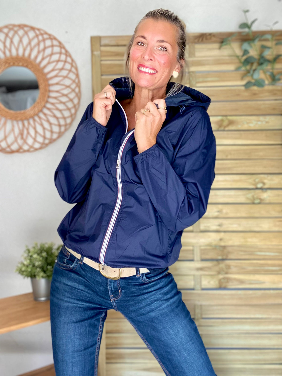 LAURA JO - Coupe vent imperméable ANNA COURT Bleu marine