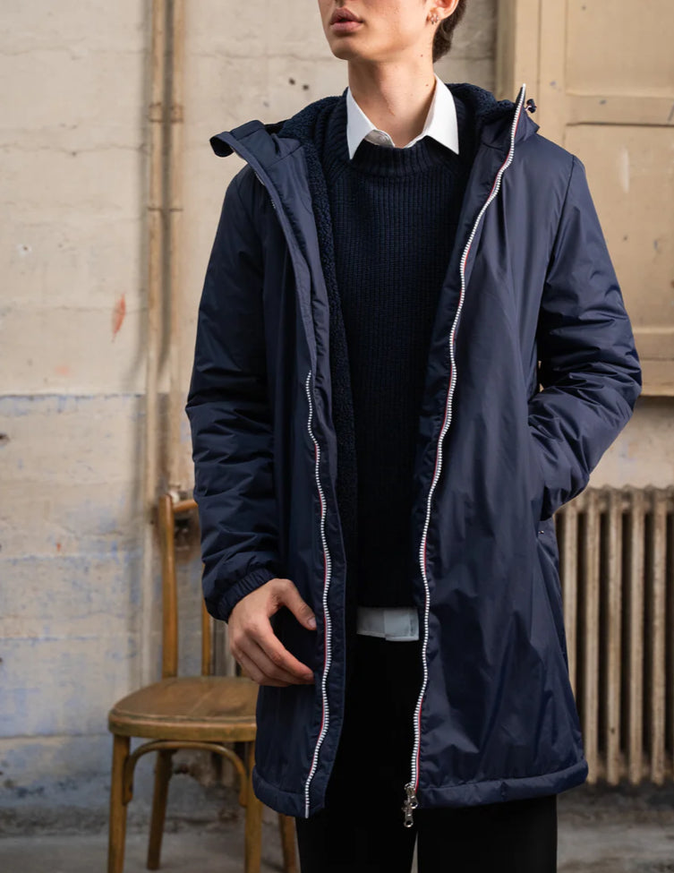 LAURA JO - Parka Imperméable Homme LOUIS* LONG sherpa Bleu marine
