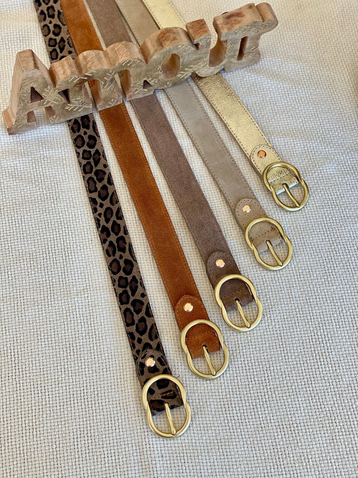 Ceinture boucle laiton - ANGIE - Beige