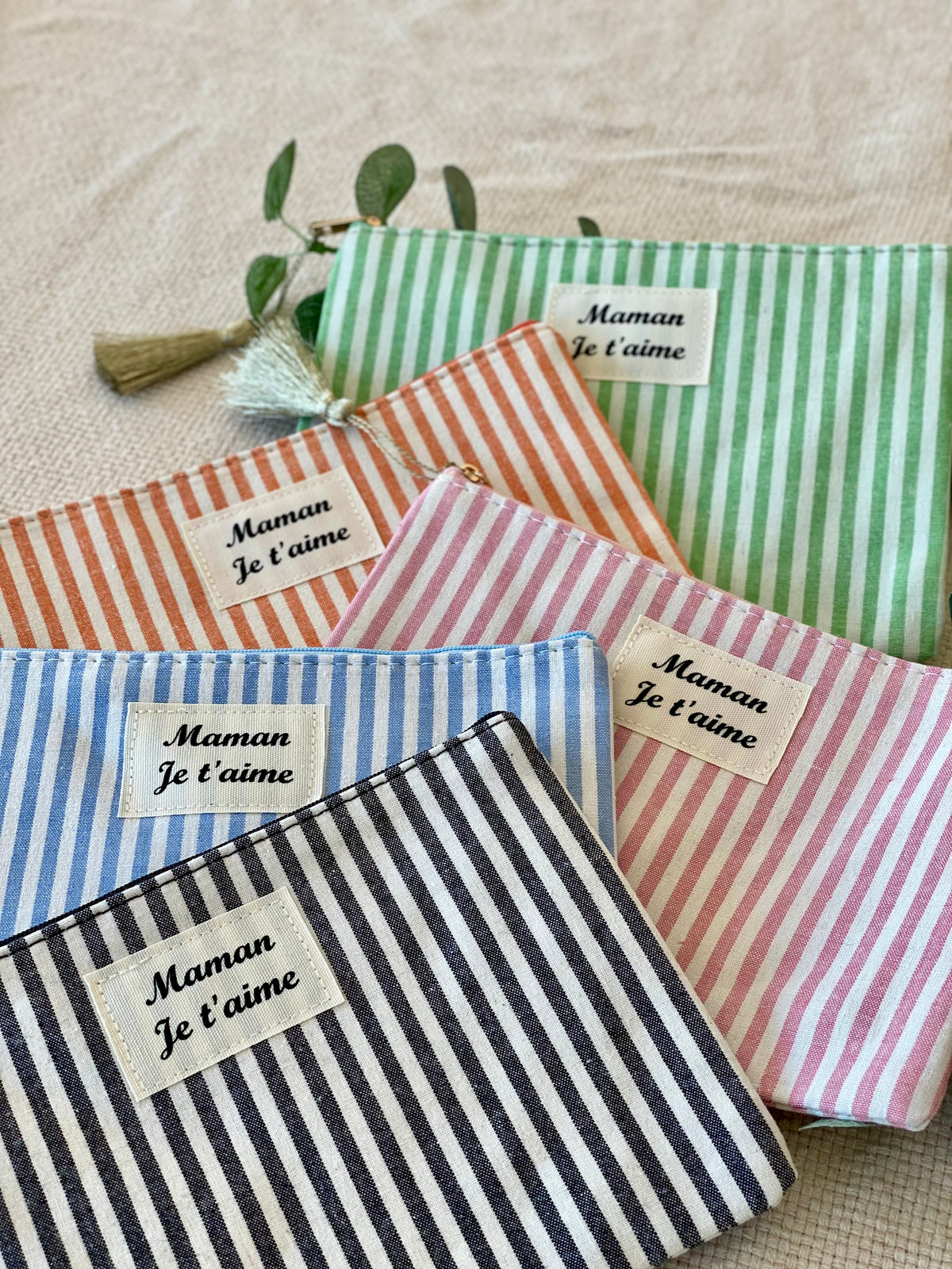 Pochette XL rayée «Maman je t’aime» - SARAH