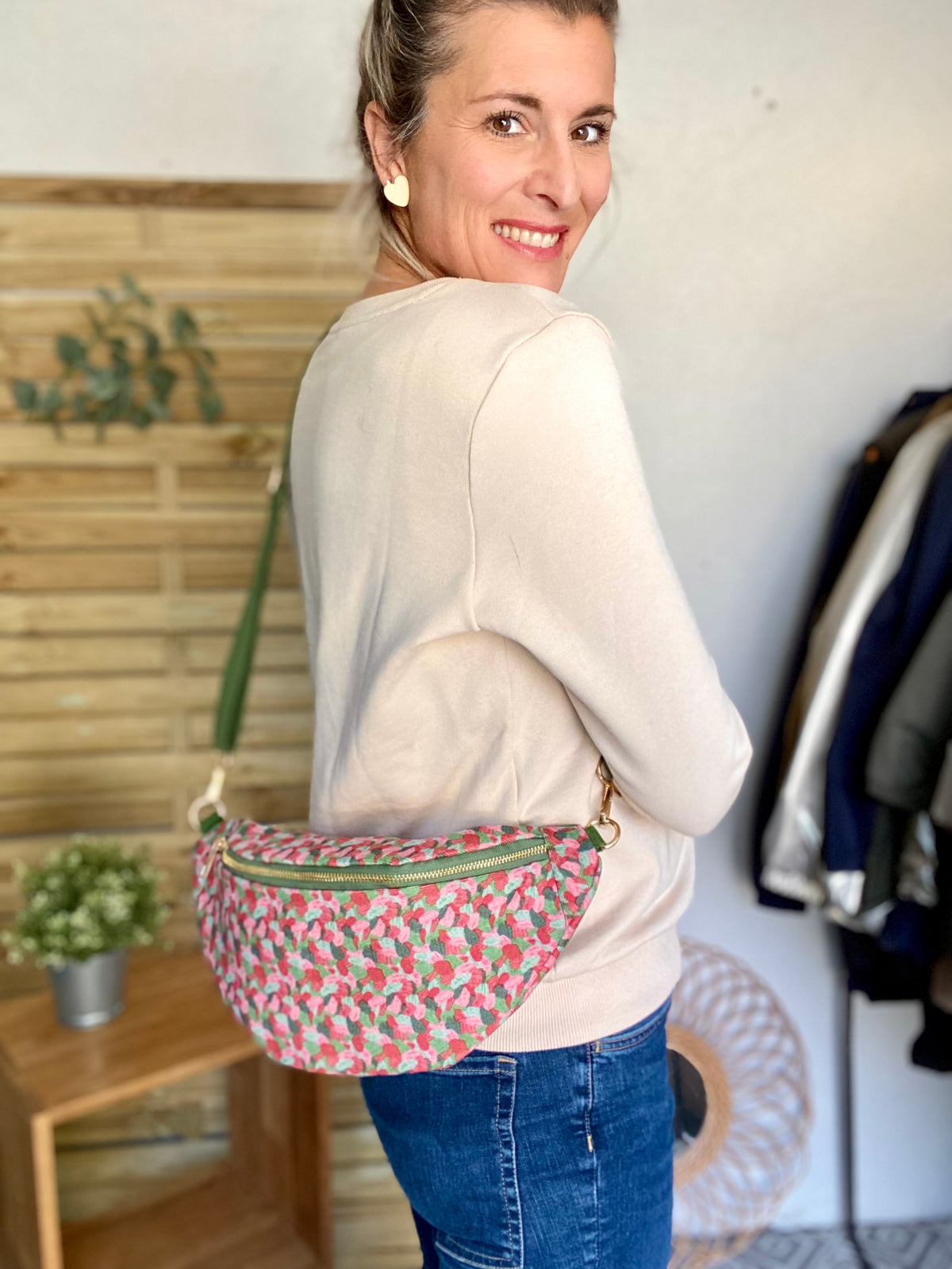 Sac banane XL velours Ciao Boum - IVY - Camaïeu Rose - DÉSTOCKAGE