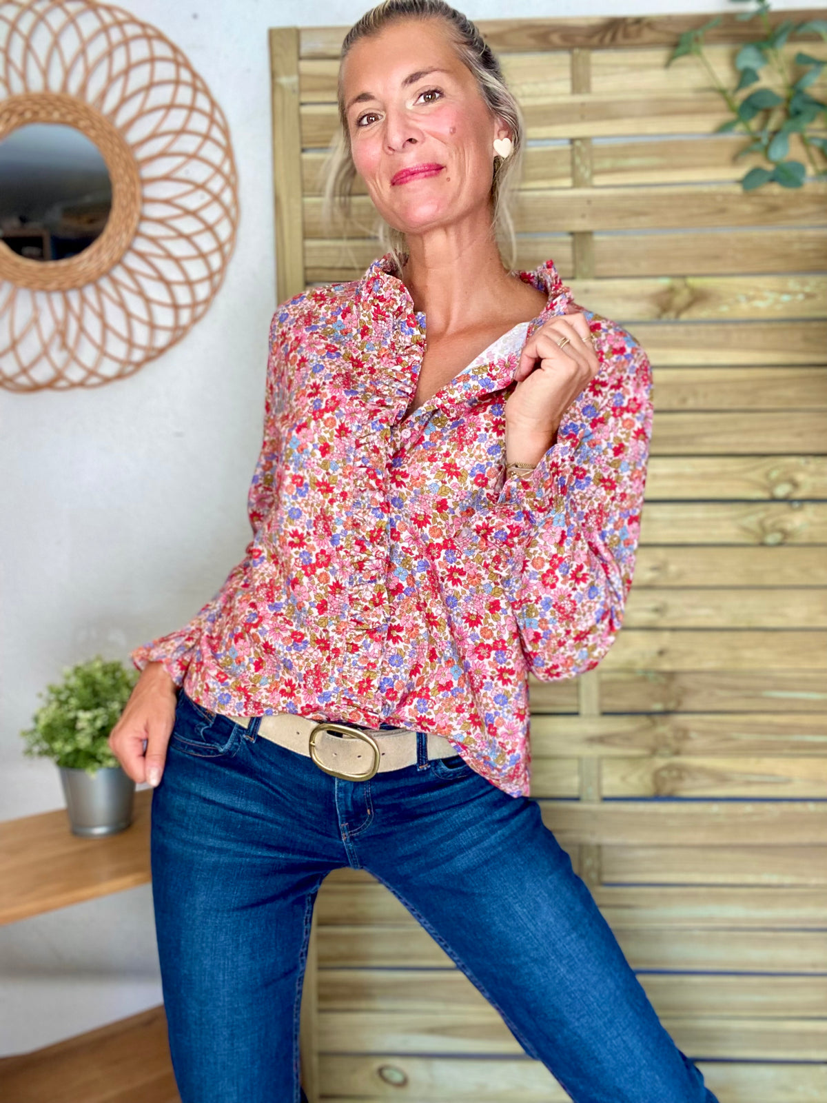 Chemise imprimé Liberty, col victorien volanté YSÉE - FIN DE SÉRIE