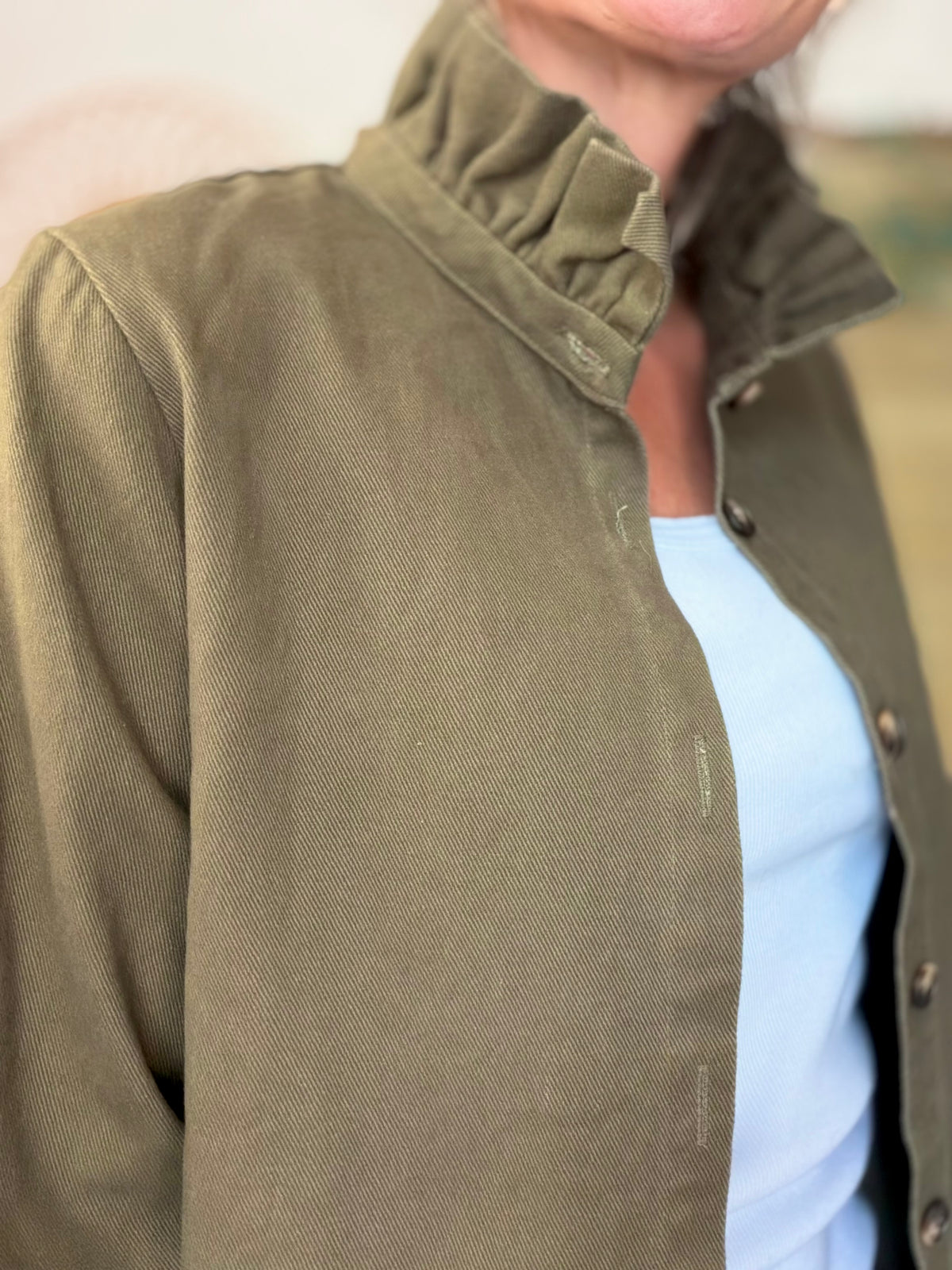 ⚡️ ARRIVAGE • Veste / Chemise en coton, col victorien volanté LISA Kaki
