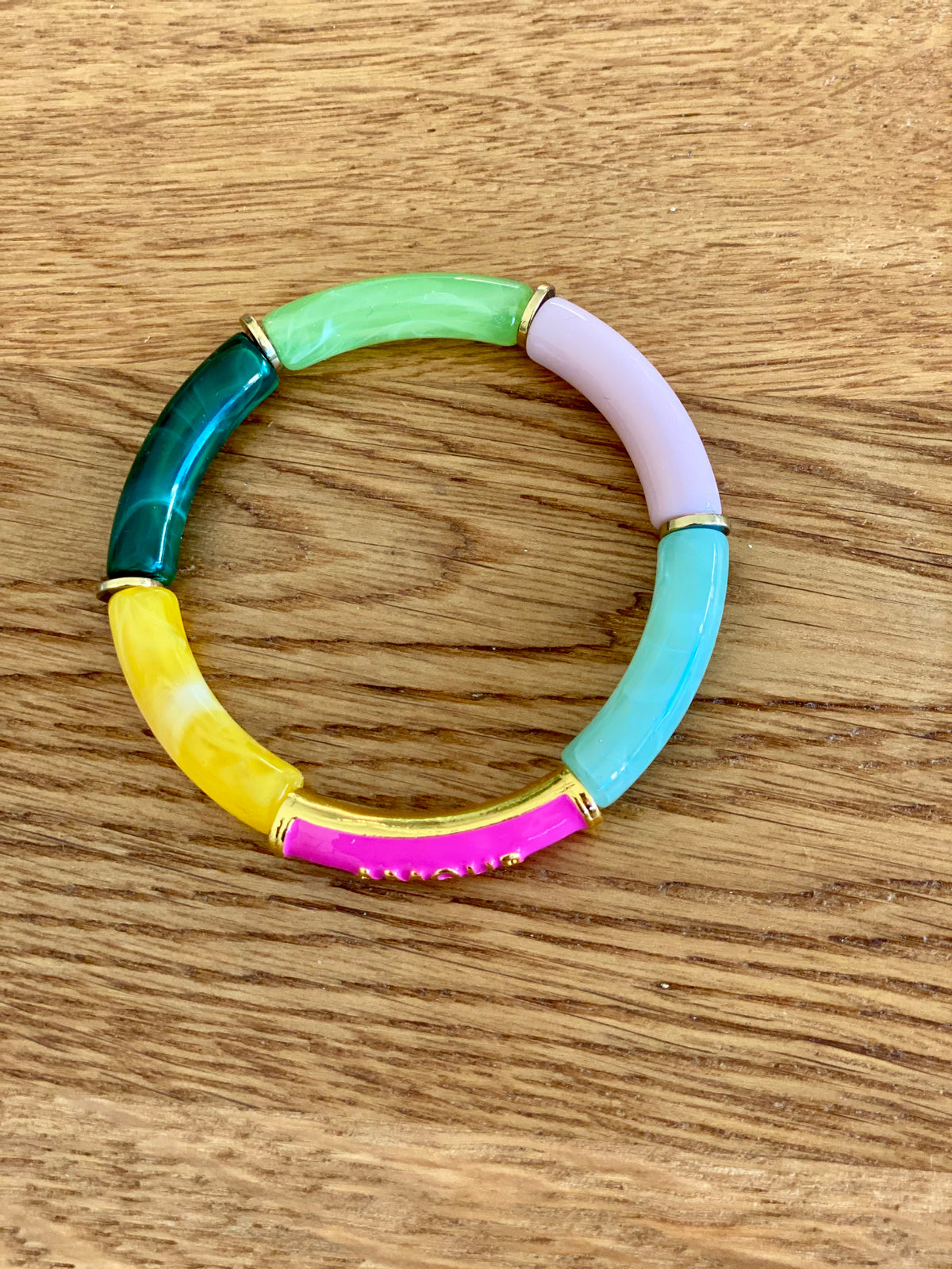 Bracelet élastique en résine multicolore Amour - ELLA (12 coloris au choix)