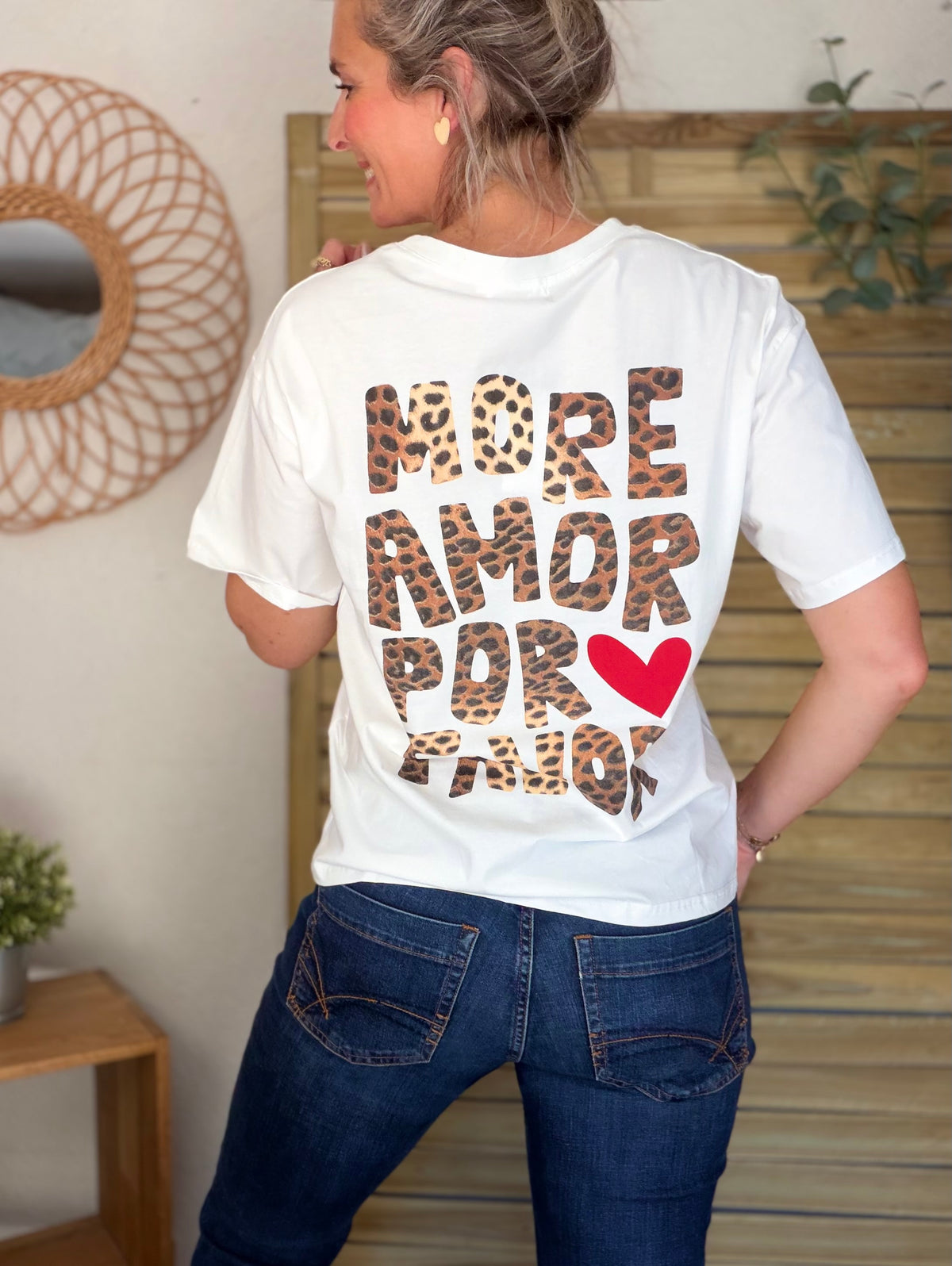 Tee shirt MORE AMOR POR FAVOR - RITA Blanc/Léo - FIN DE SÉRIE