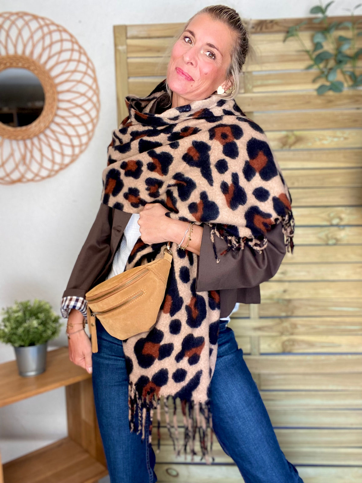 Écharpe douce MARTINE - Léo Beige 🐆